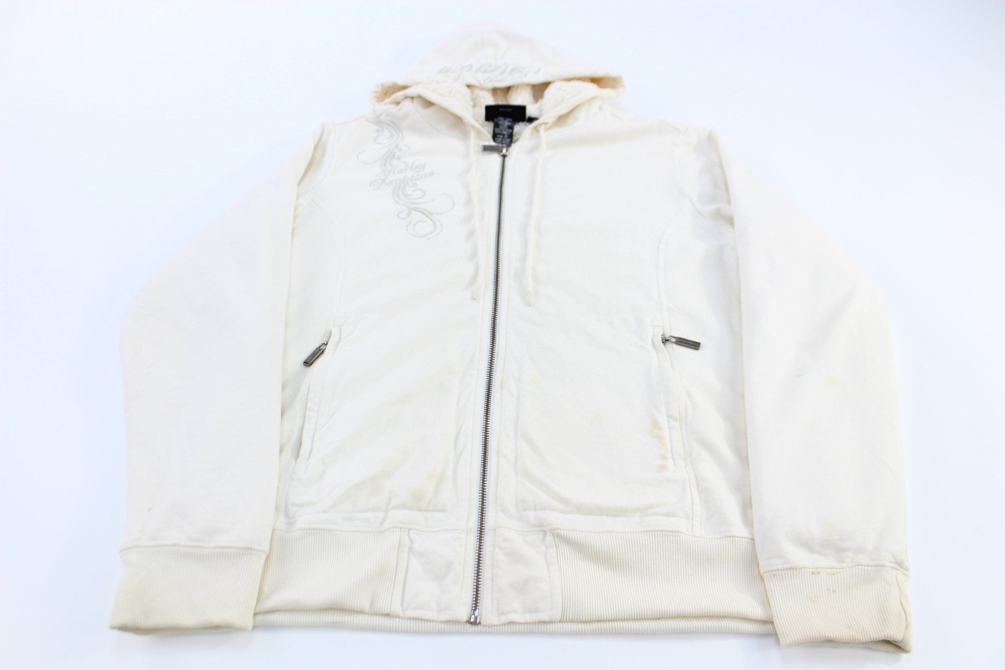 Women's Harley Davidson Embroidered White Jacket - Jacket - Thrifted Threads
