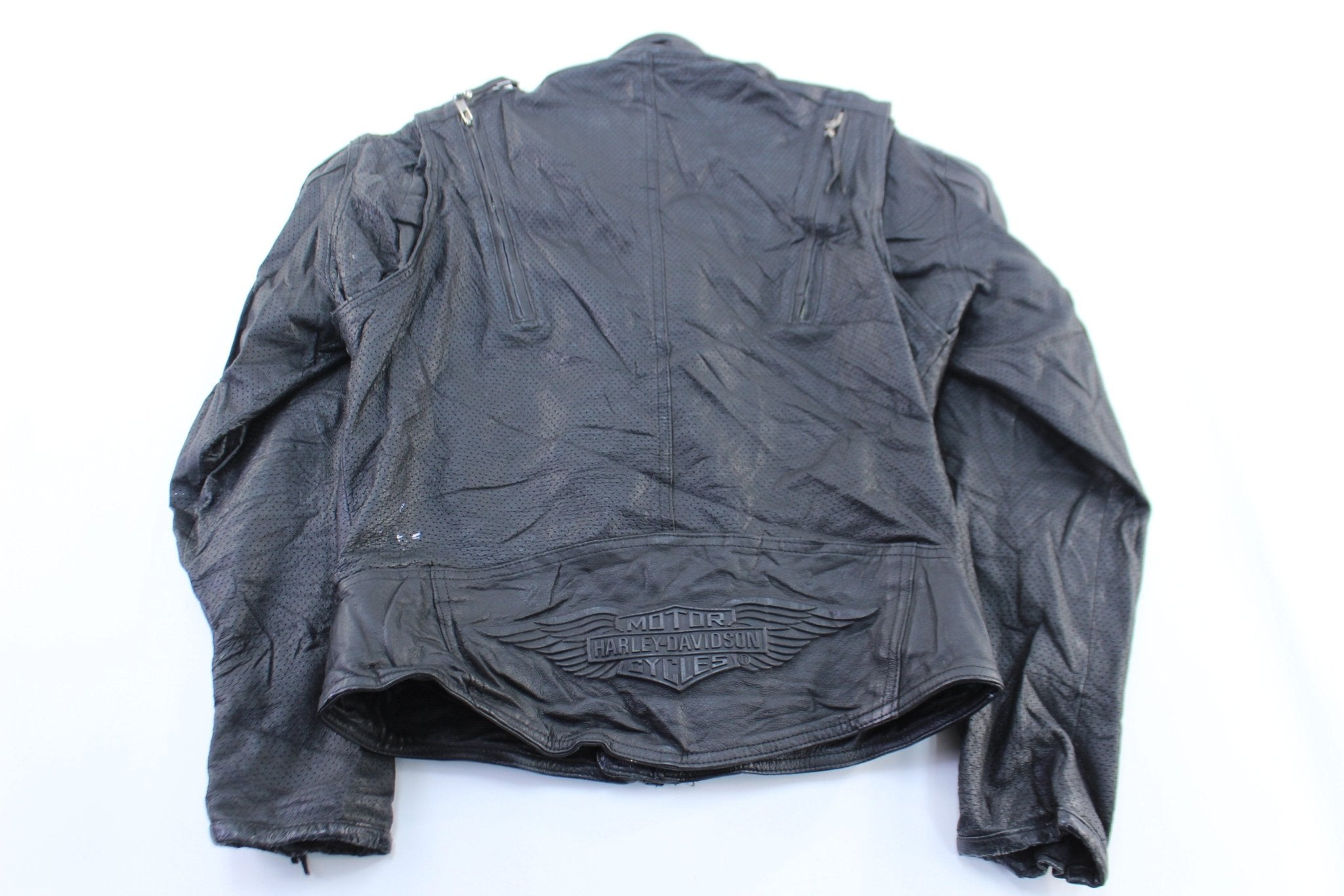 Women's Harley Davidson Motorcycles Black Leather Biker Jacket - ThriftedThreads.com