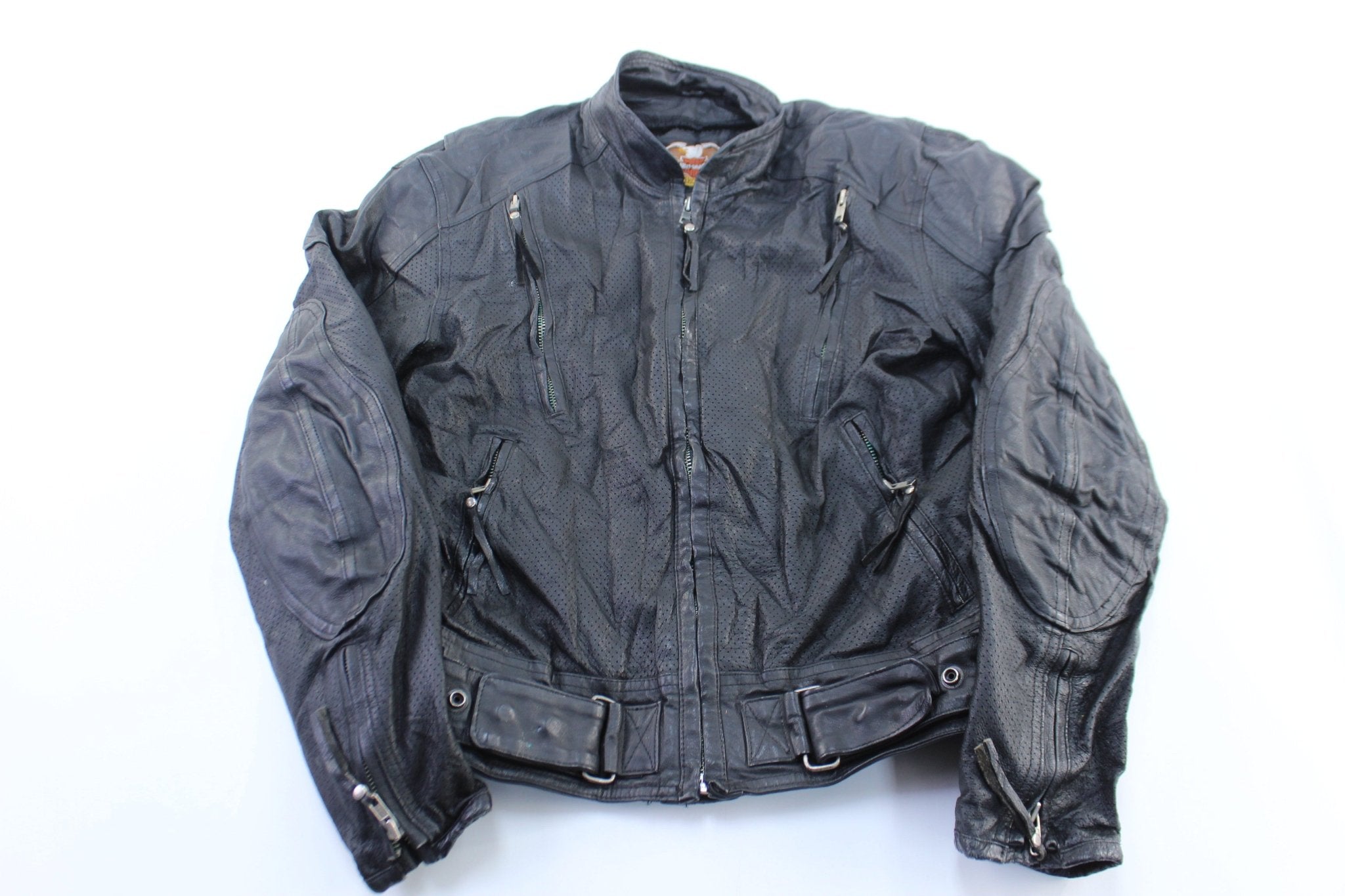 Women's Harley Davidson Motorcycles Black Leather Biker Jacket - ThriftedThreads.com