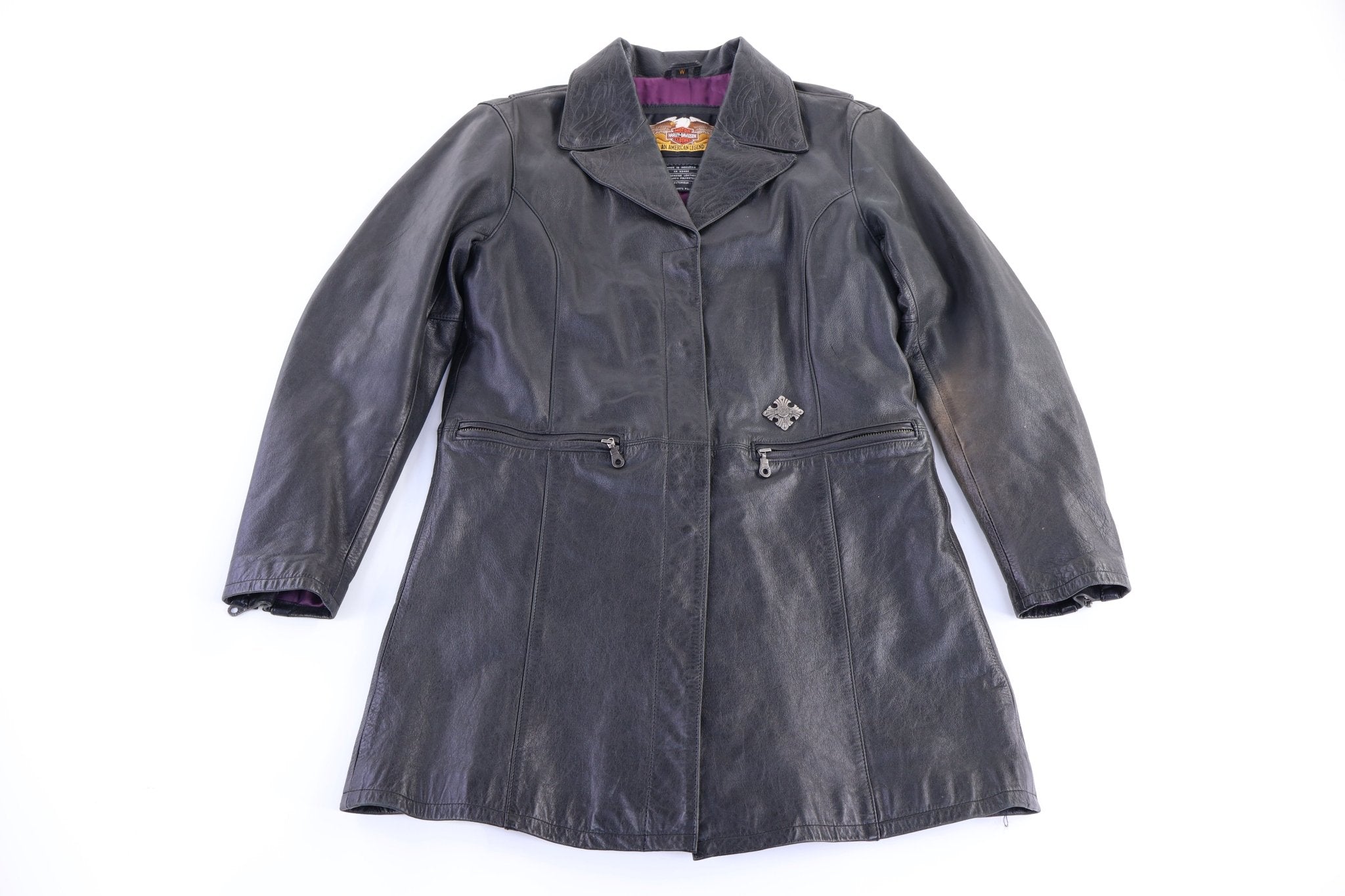 Women's Harley Davidson Motorcycles Black Leather Jacket - Jacket - Thrifted Threads