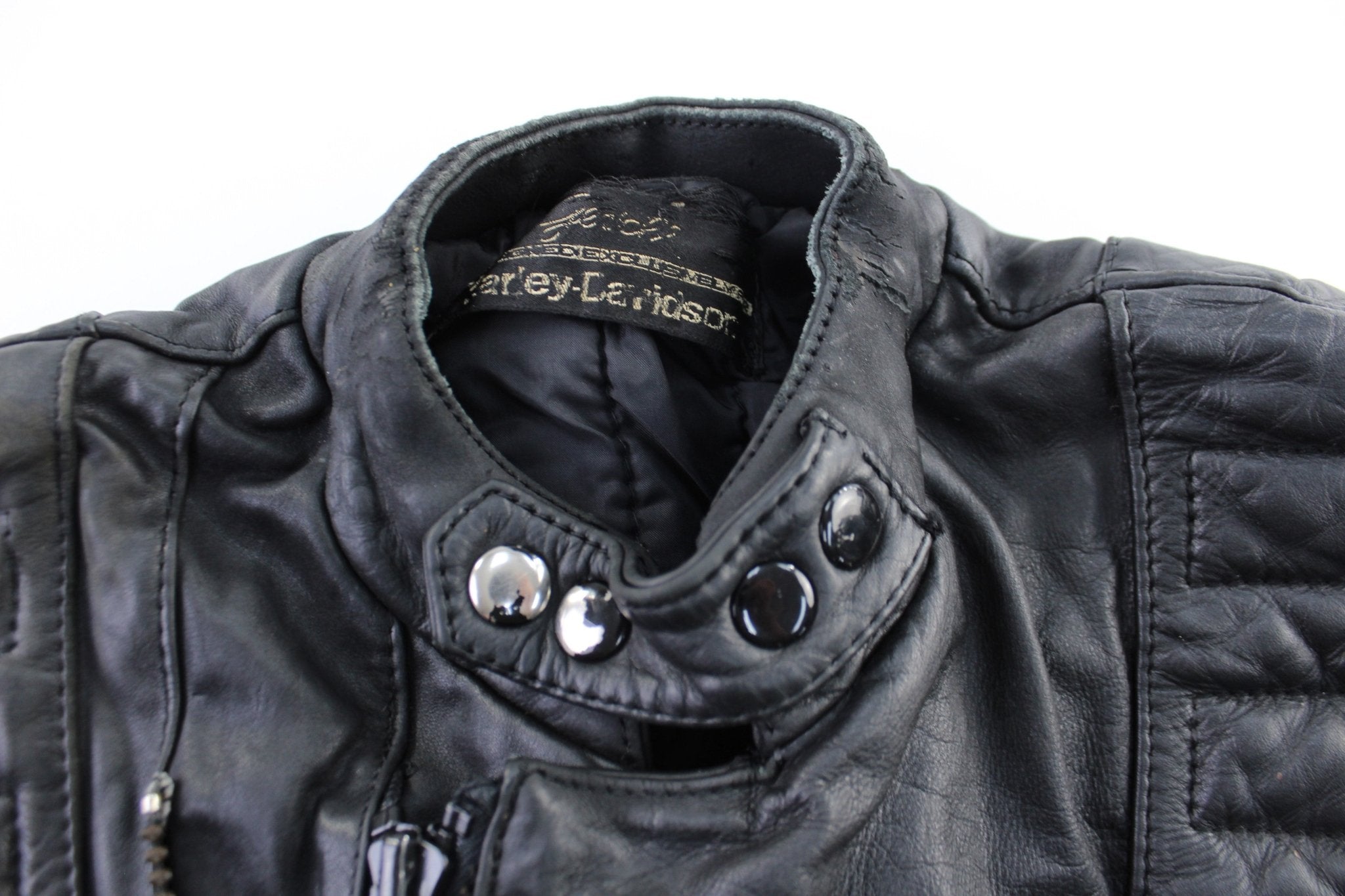 Women's Harley Davidson Motorcycles Black Leather Zip Up Jacket - ThriftedThreads.com