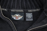 Women's Harley Davidson Motorcycles Black Zip Up Sweater - ThriftedThreads.com