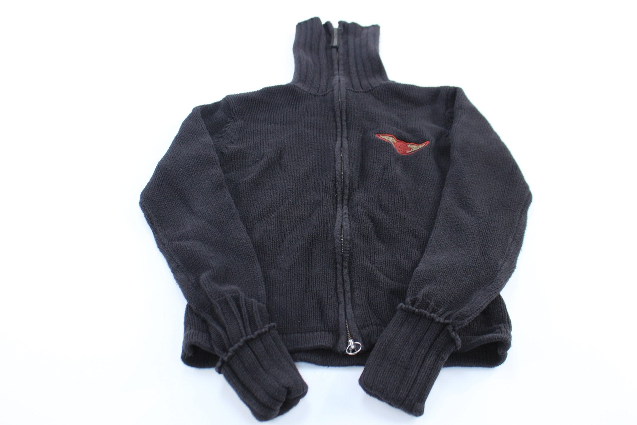 Women's Harley Davidson Motorcycles Black Zip Up Sweater - ThriftedThreads.com