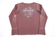 Women's Harley Davidson Motorcycles Brown Thermal LS T-shirt - Shirts & Tops - Thrifted Threads