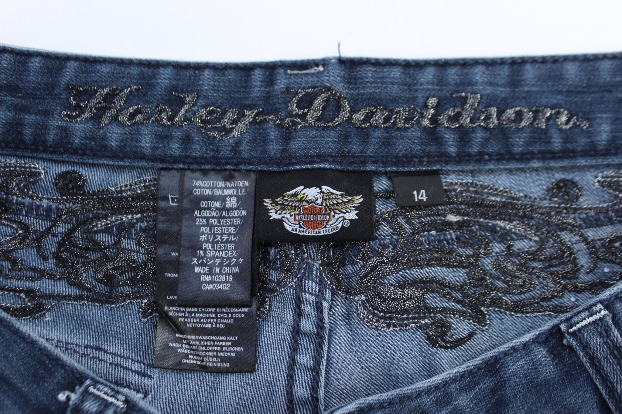 Women's Harley Davidson Motorcycles Dark Wash Denim Jeans - Pants/Shorts - Thrifted Threads
