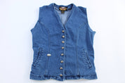 Women's Harley Davidson Motorcycles Denim Vest - Vest - Thrifted Threads