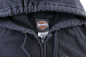 Women's Harley Davidson Motorcycles Embroidered Black Zip Up Hoodie - ThriftedThreads.com