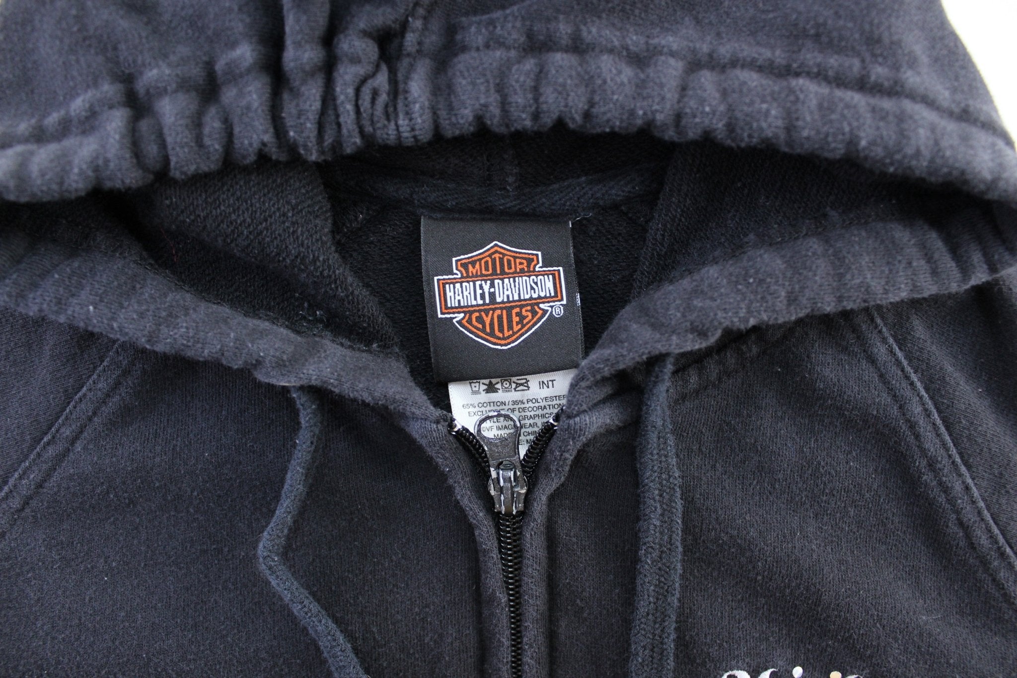 Women's Harley Davidson Motorcycles Embroidered Black Zip Up Hoodie - ThriftedThreads.com