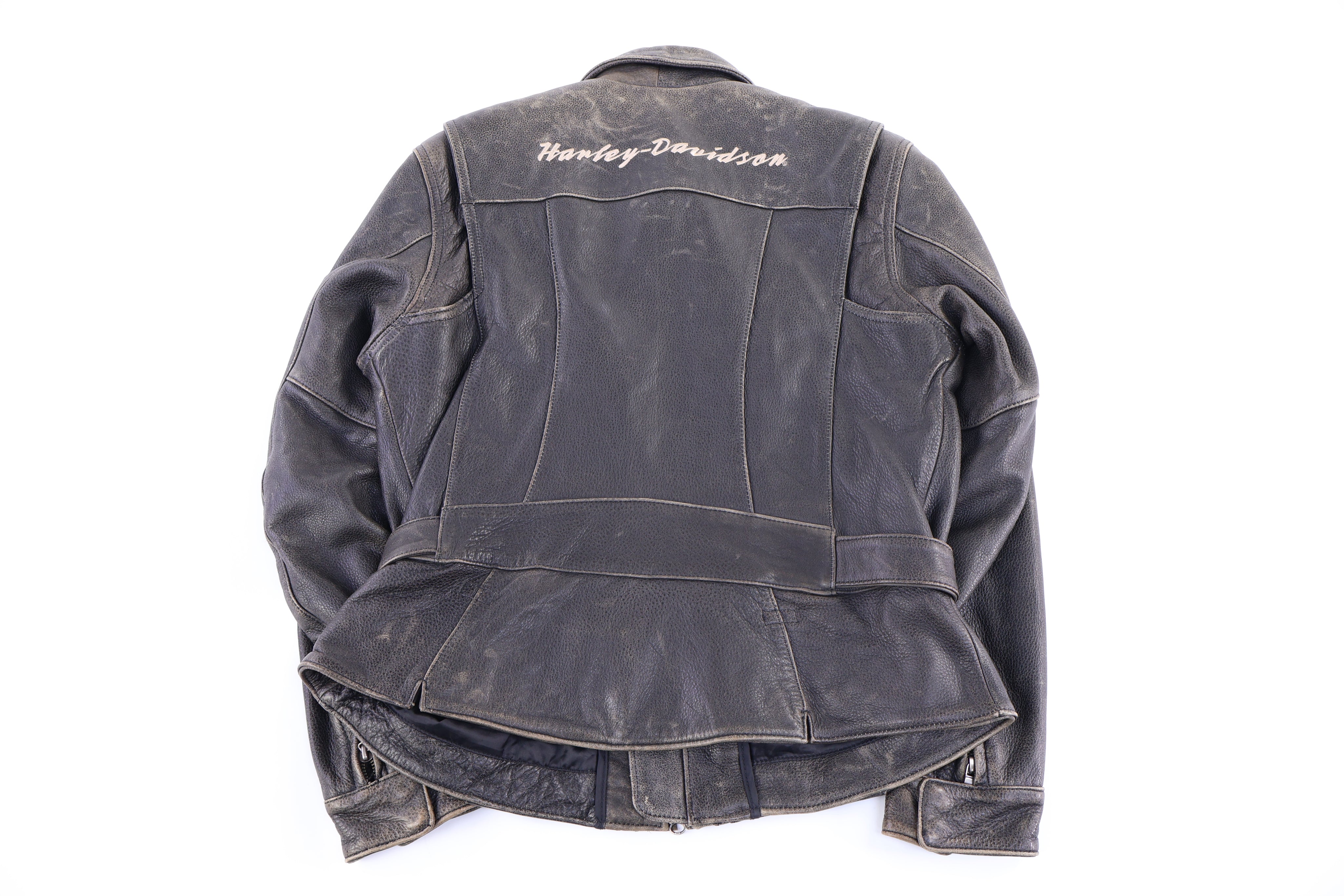 Women's Harley Davidson Motorcycles Full Zip Leather Jacket - Jacket - Thrifted Threads