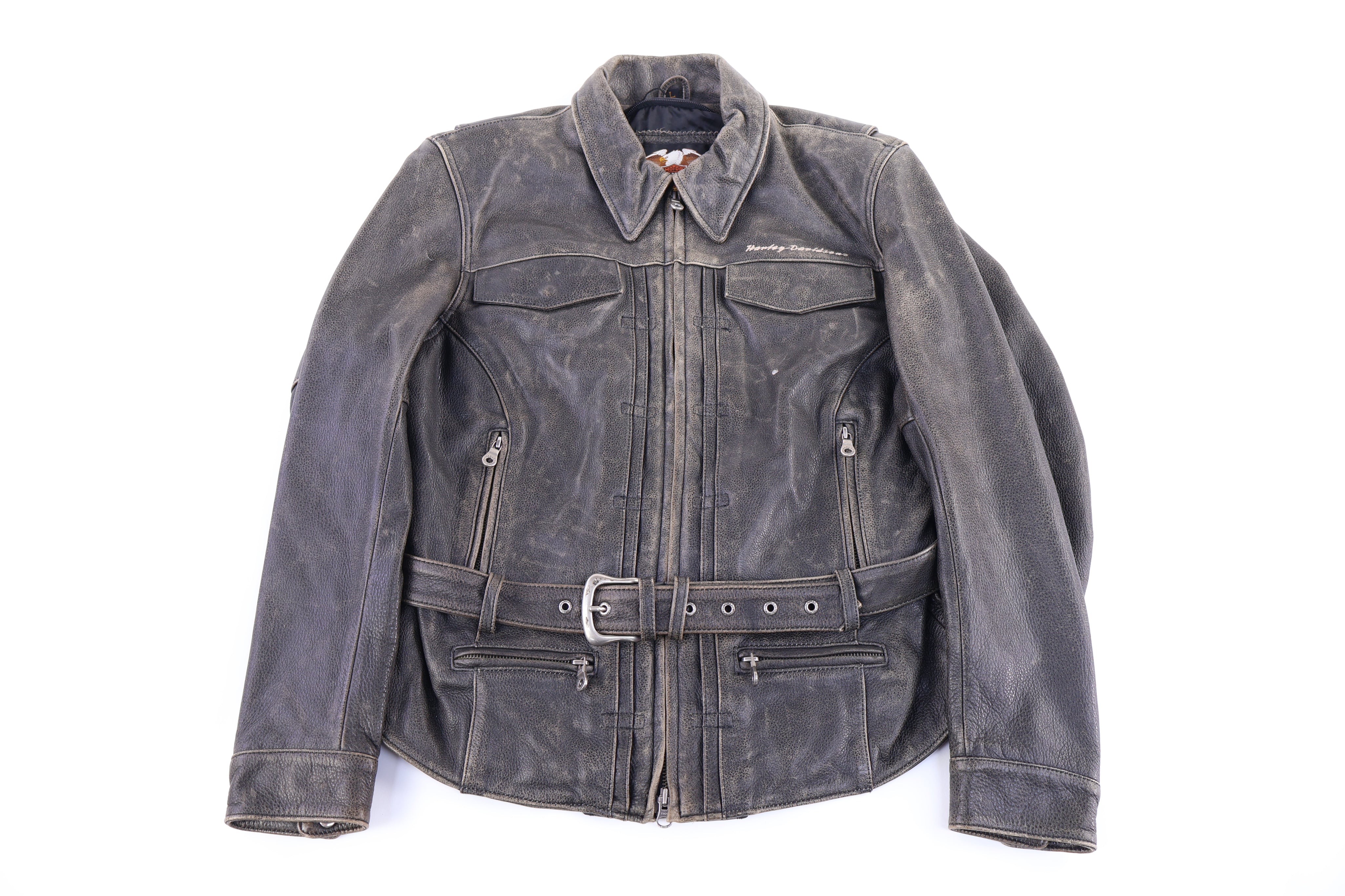 Women's Harley Davidson Motorcycles Full Zip Leather Jacket - Jacket - Thrifted Threads