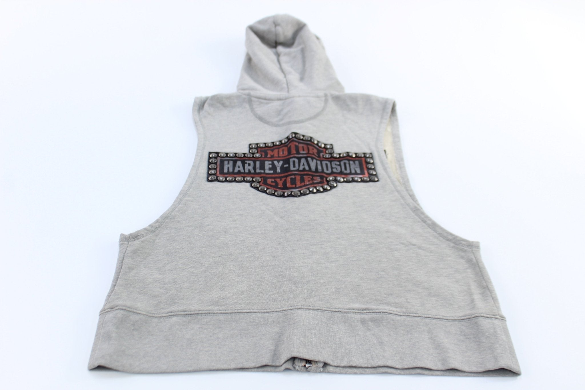 Women's Harley Davidson Motorcycles Grey Sleeveless Hoodie - ThriftedThreads.com
