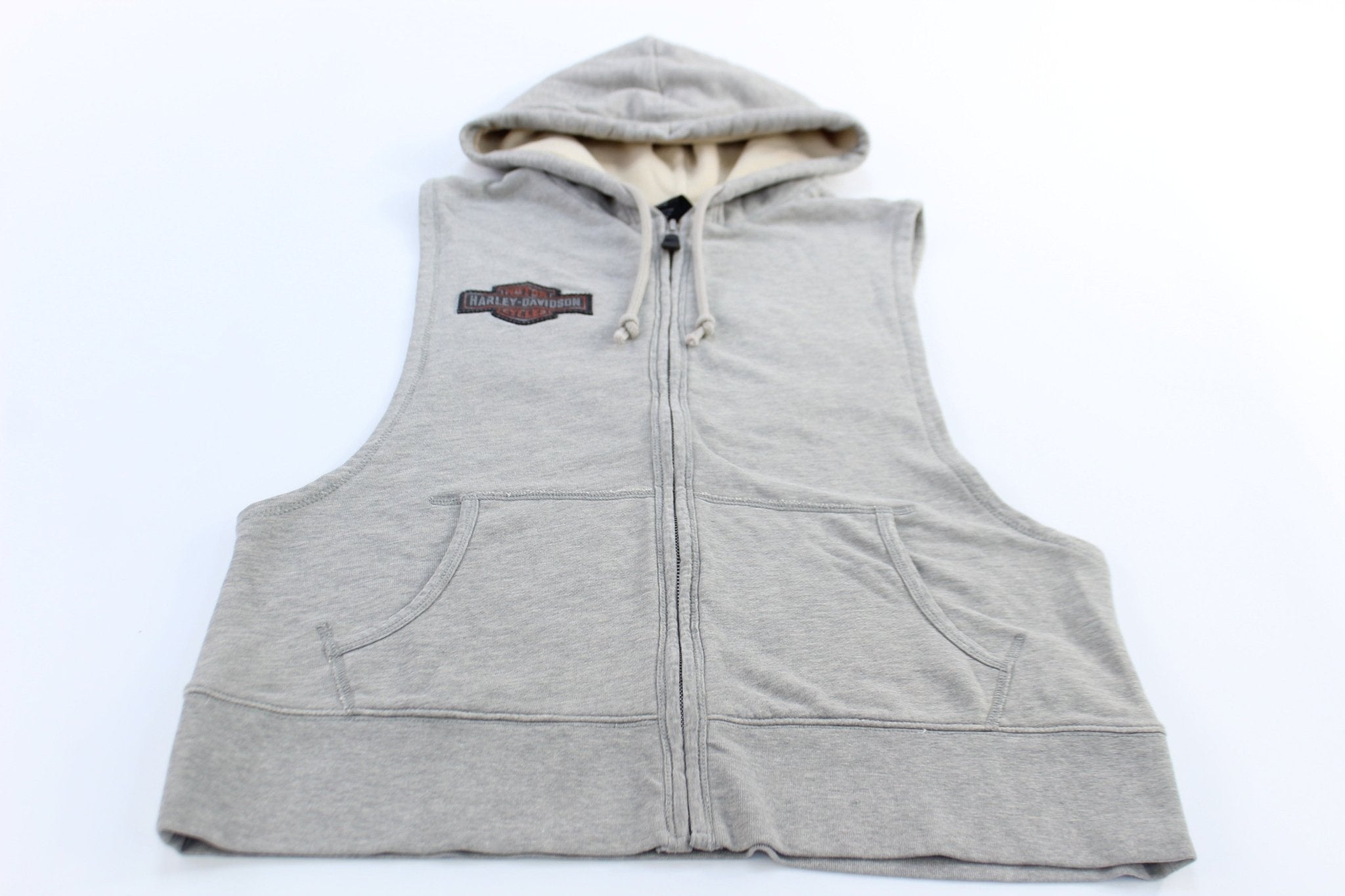Women's Harley Davidson Motorcycles Grey Sleeveless Hoodie - ThriftedThreads.com