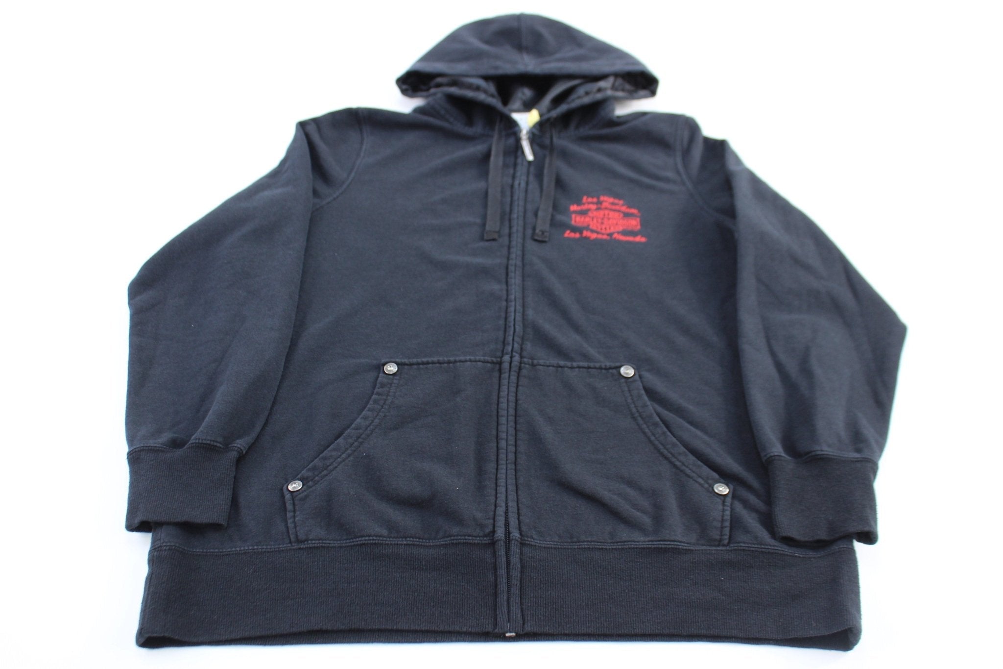 Women's Harley Davidson Motorcycles Las Vegas Nevada Zip Up Hoodie - Jackets - Thrifted Threads