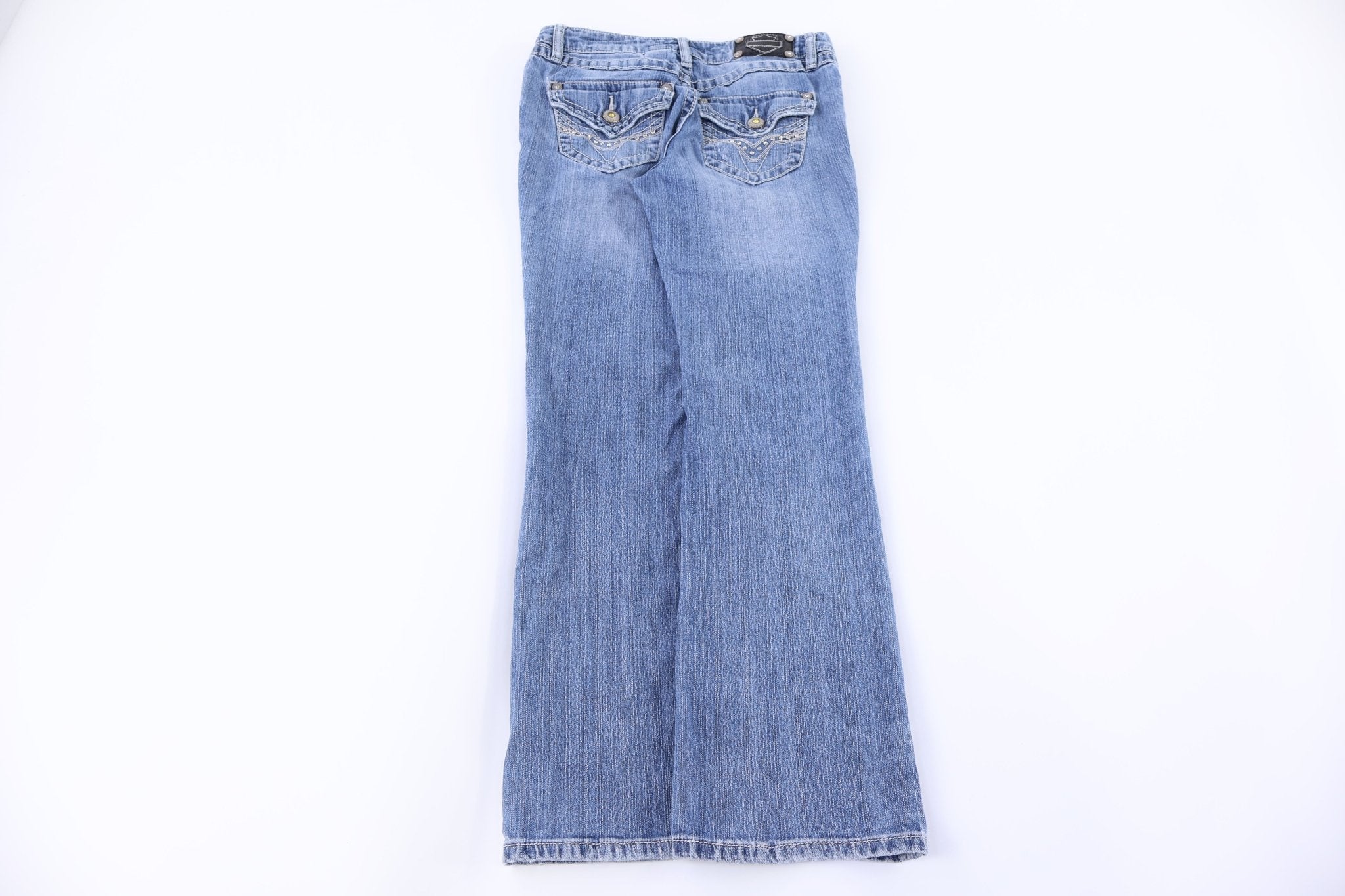 Women's Harley Davidson Motorcycles Medium Wash Denim Jeans - Pants - Thrifted Threads