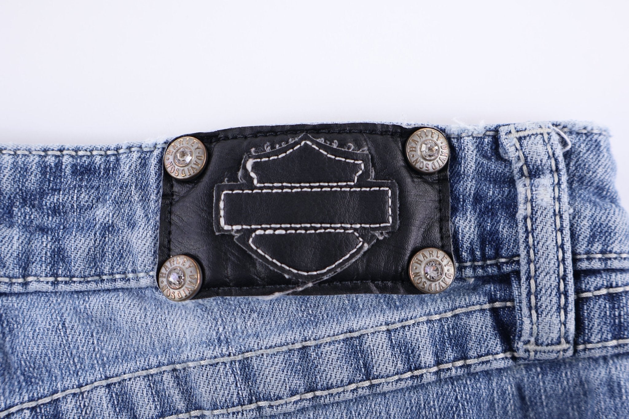 Women's Harley Davidson Motorcycles Medium Wash Denim Jeans - Pants - Thrifted Threads