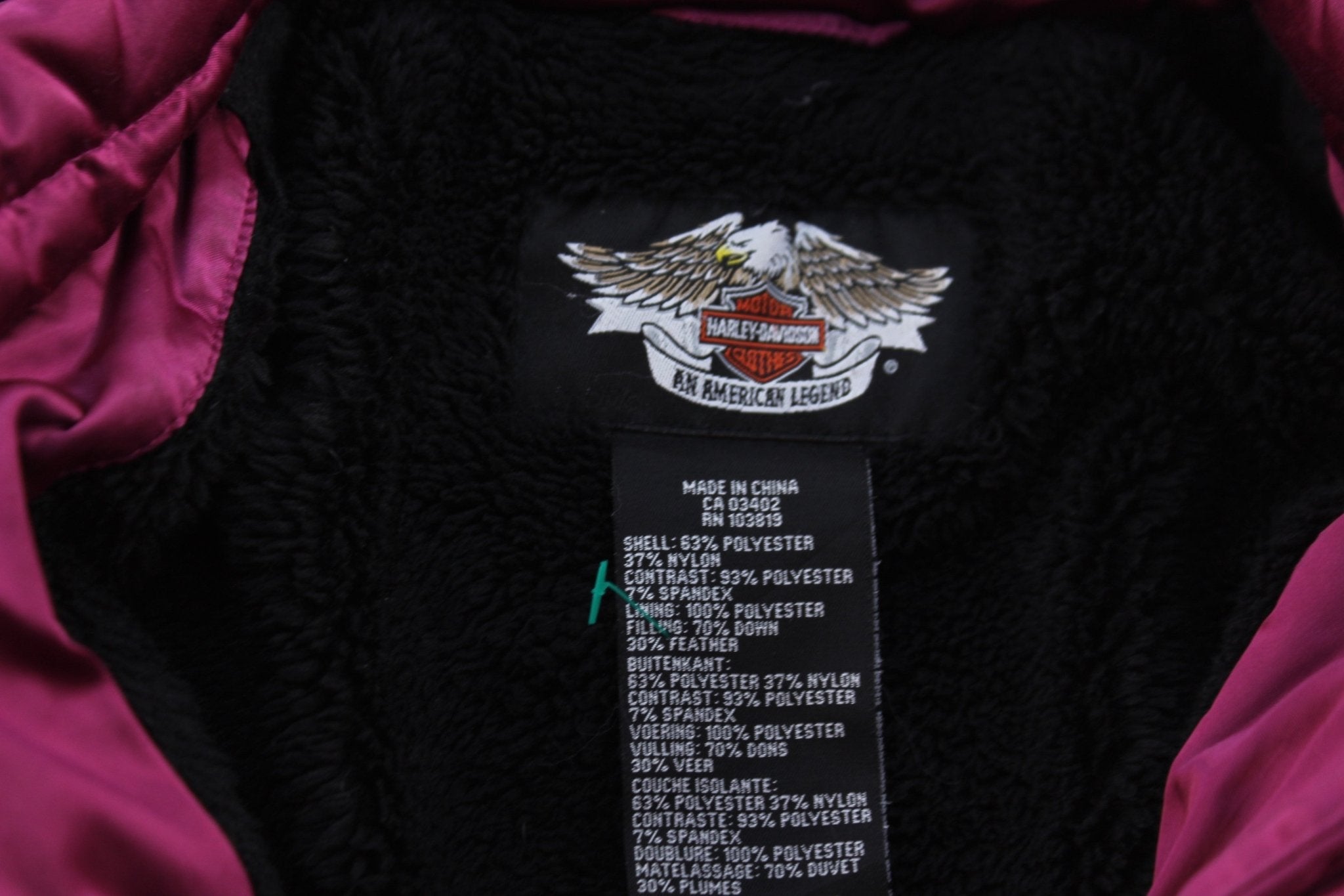 Women's Harley Davidson Motorcycles Pink & Black Hooded Jacket - ThriftedThreads.com