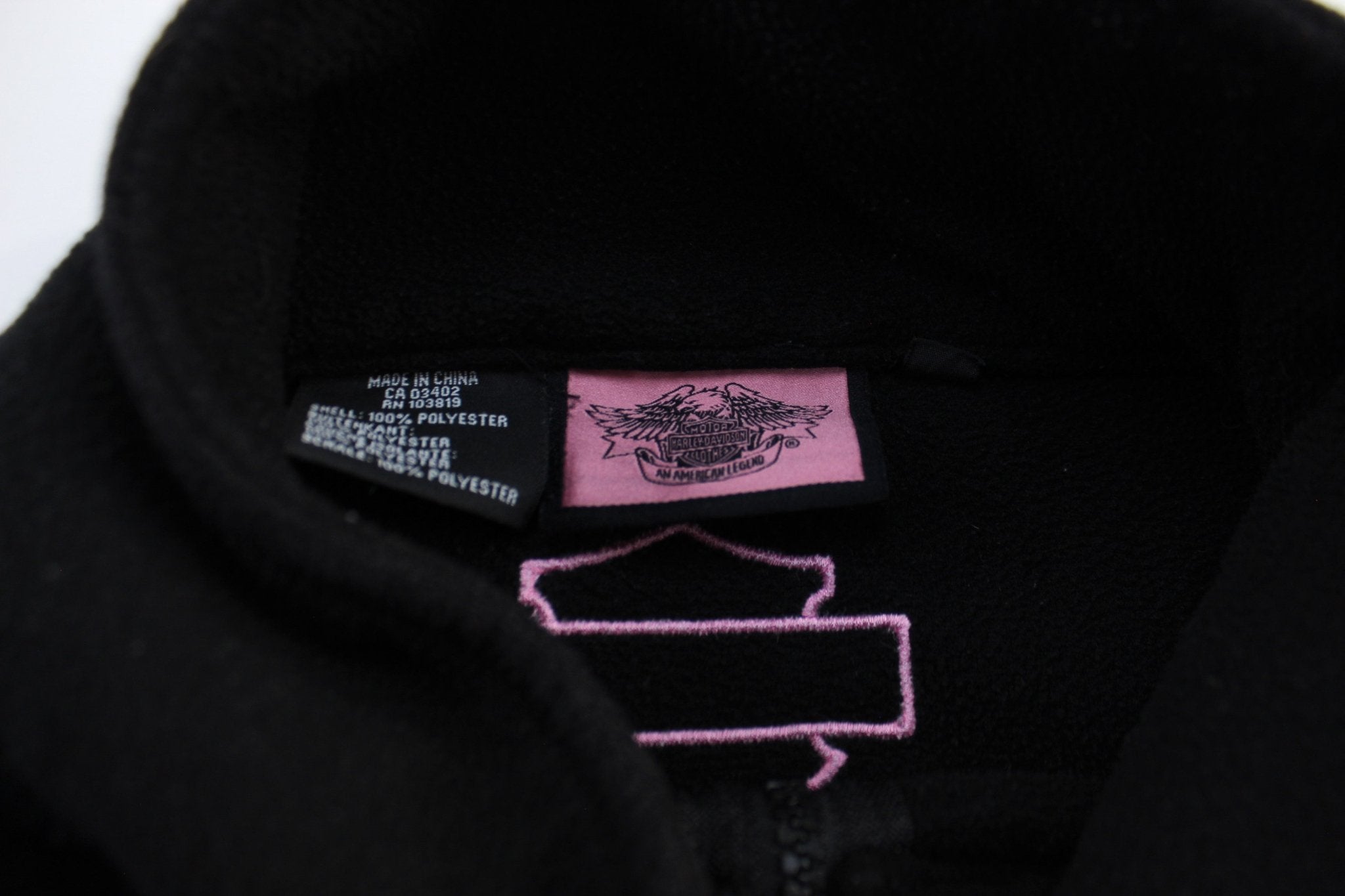 Women's Harley Davidson Motorcycles Pink & Black Zip Up Jacket - ThriftedThreads.com