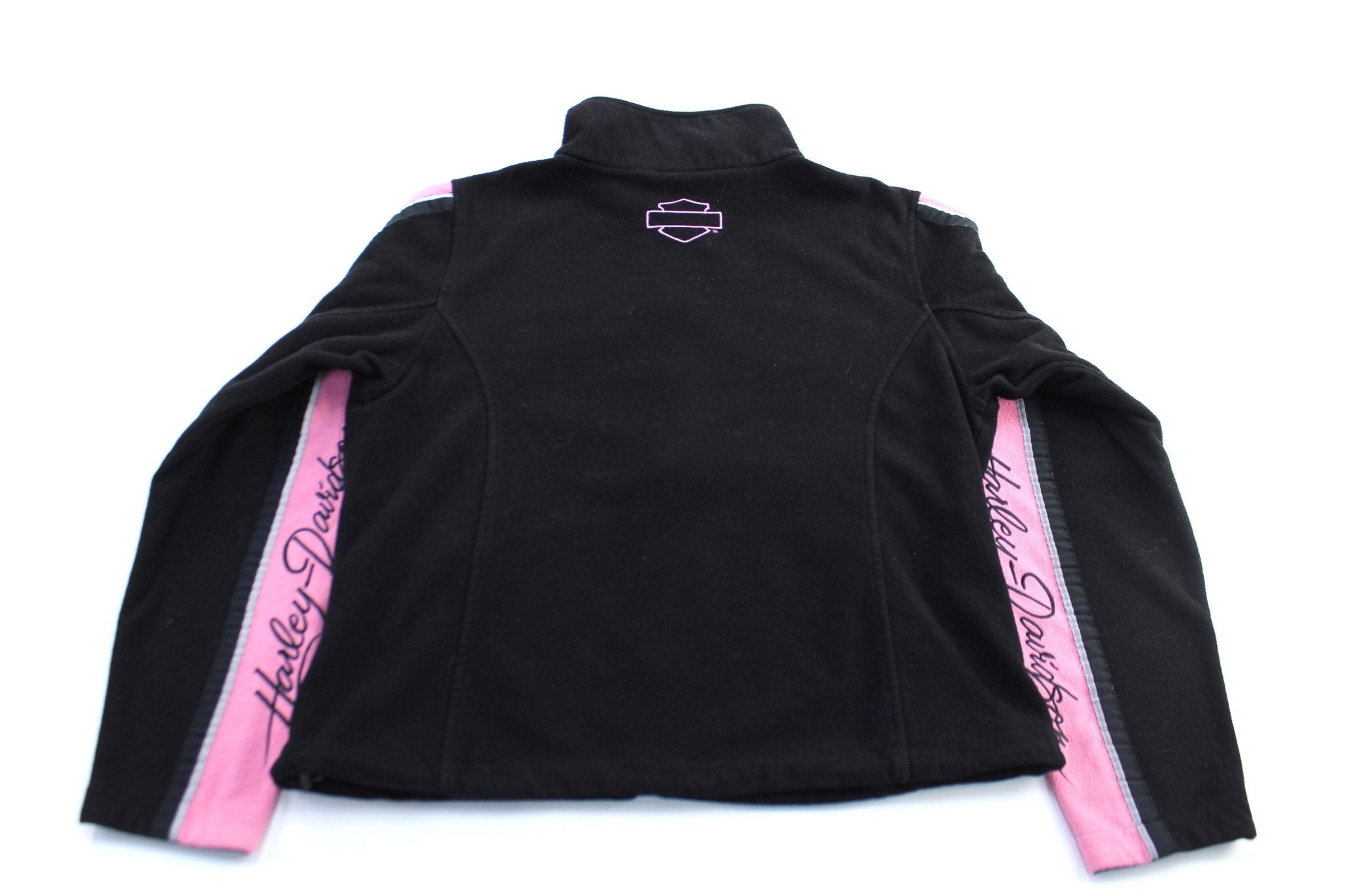 Women's Harley Davidson Motorcycles Pink & Black Zip Up Jacket - ThriftedThreads.com