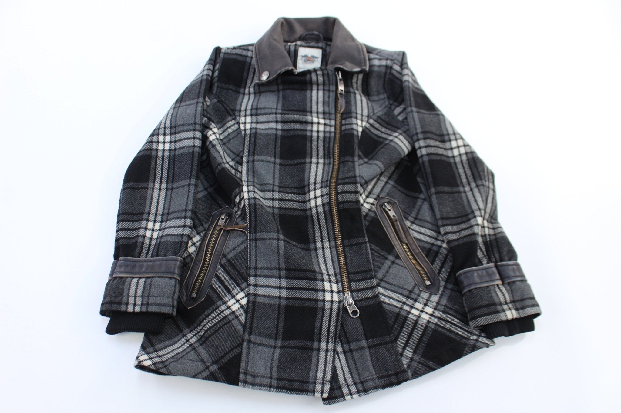 Women's Harley Davidson Motorcycles Plaid Coat - Jacket - Thrifted Threads