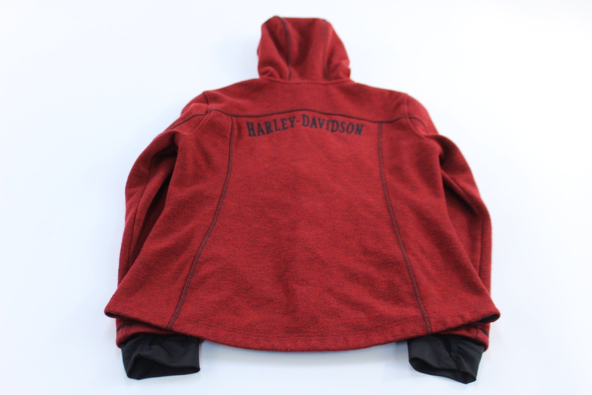Women's Harley Davidson Motorcycles Red & Black Zip Up Hoodie - ThriftedThreads.com