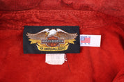Women's Harley Davidson Motorcycles Red Suede Button Down - Button Ups/Downs - Thrifted Threads
