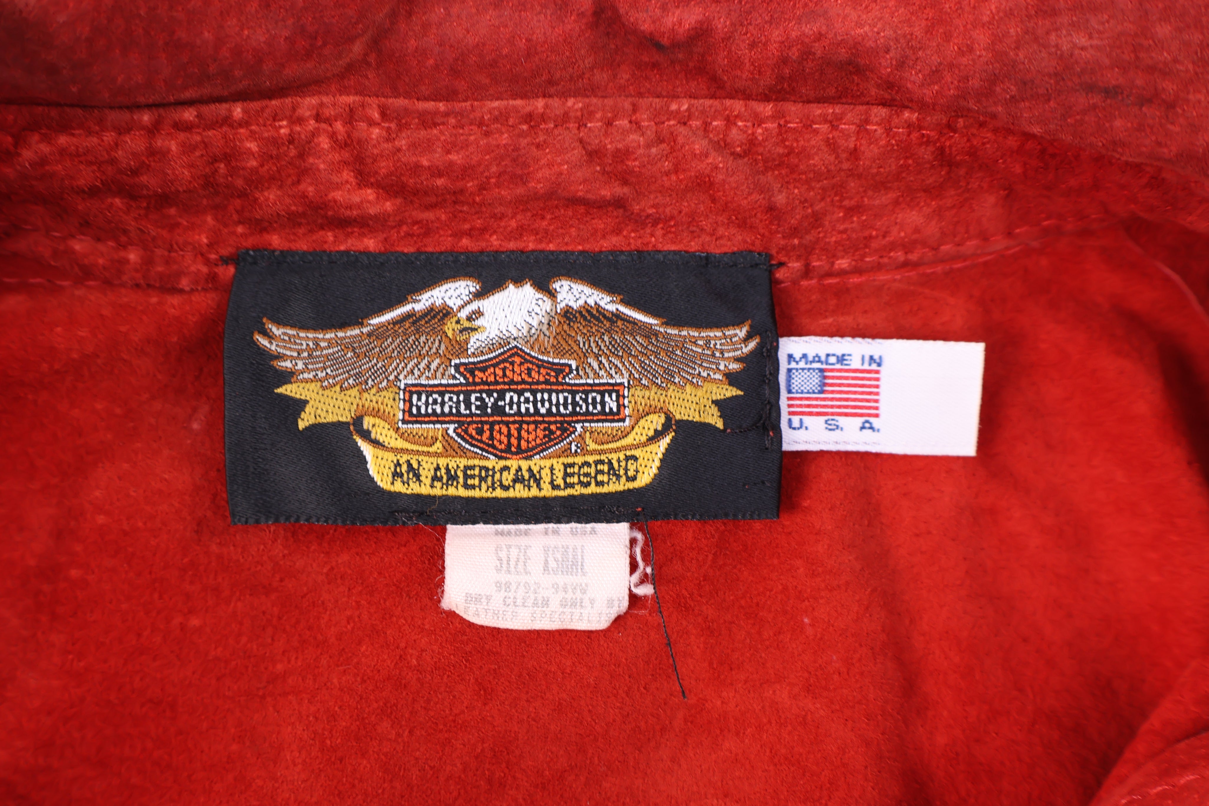 Women's Harley Davidson Motorcycles Red Suede Button Down - Button Ups/Downs - Thrifted Threads