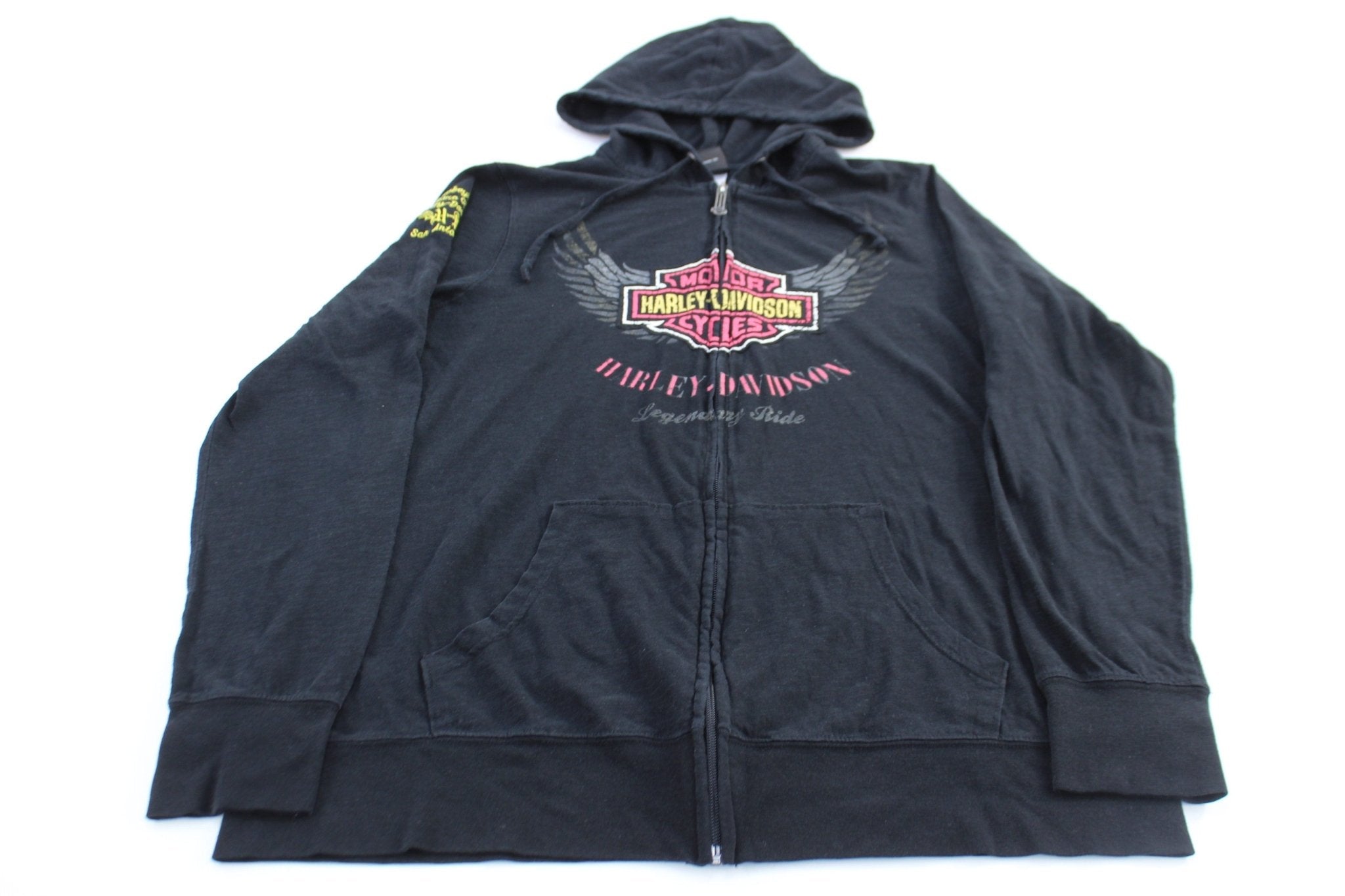 Women's Harley Davidson Motorcycles San Antonio, Texas Full Zip Hoodie - Jackets - Thrifted Threads