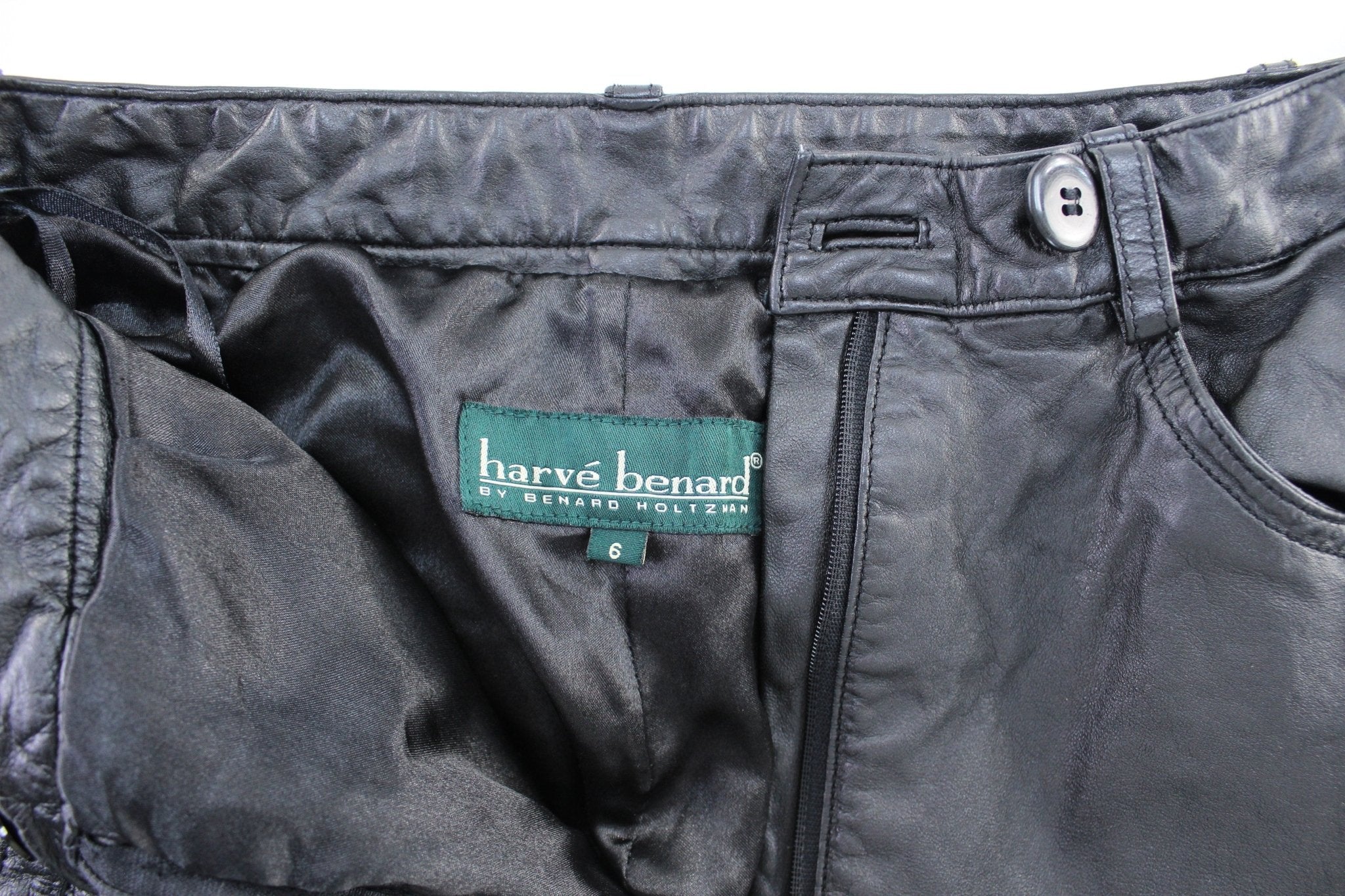 Women's Harve Benard by Benard Holtzman Black Leather Pants - ThriftedThreads.com
