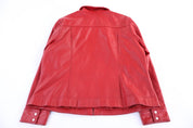 Women's IE Women Red Full Zip Leather Jacket - Jacket - Thrifted Threads