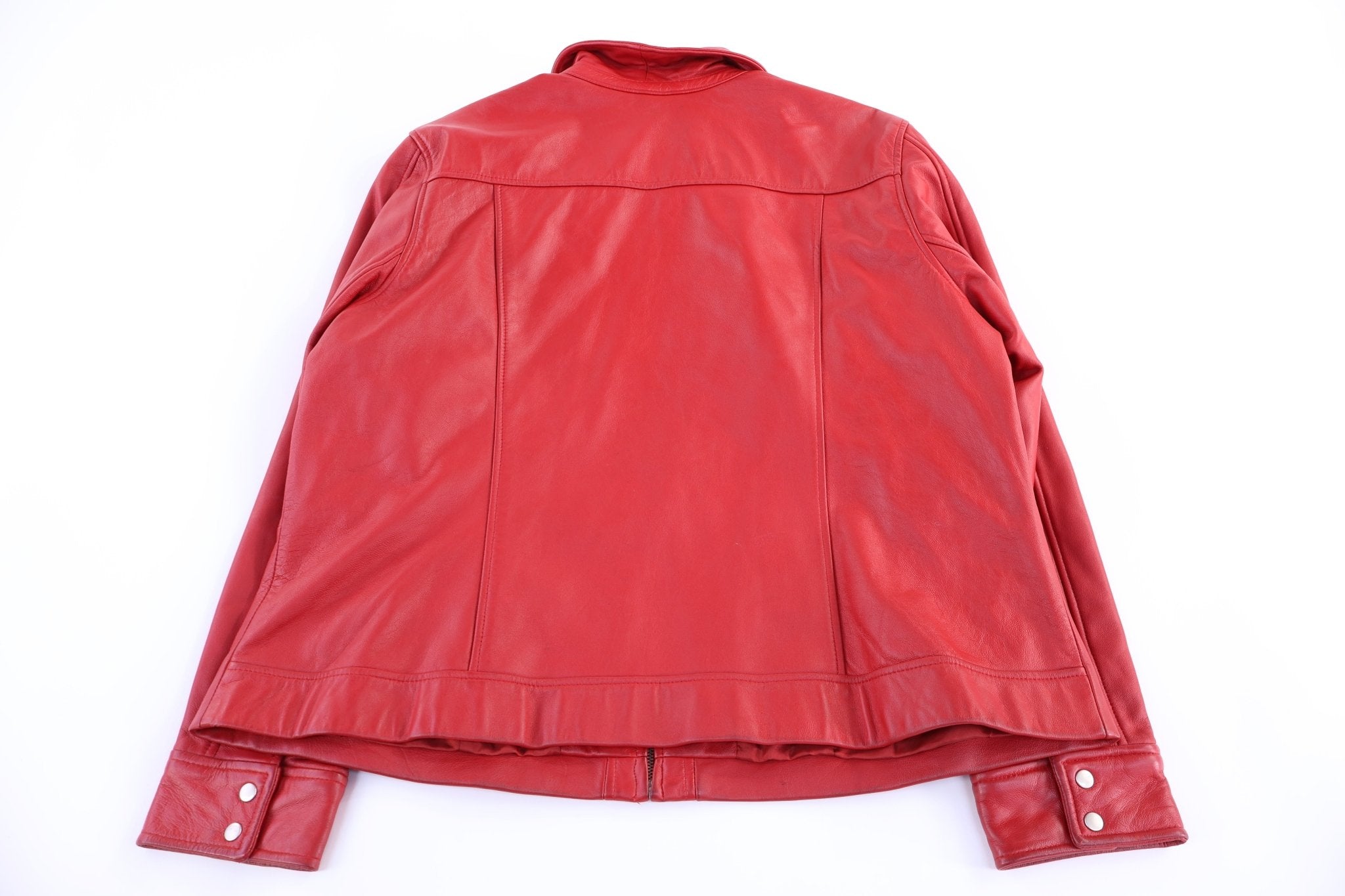 Women's IE Women Red Full Zip Leather Jacket - Jacket - Thrifted Threads