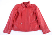 Women's IE Women Red Full Zip Leather Jacket - Jacket - Thrifted Threads