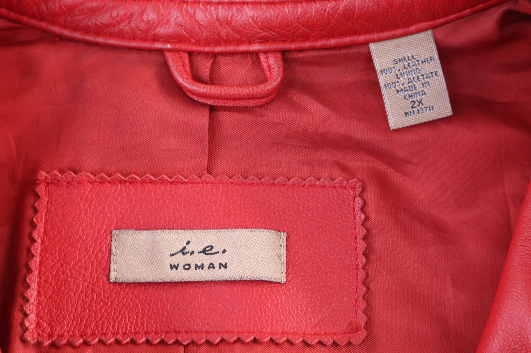 Women's IE Women Red Full Zip Leather Jacket - Jacket - Thrifted Threads