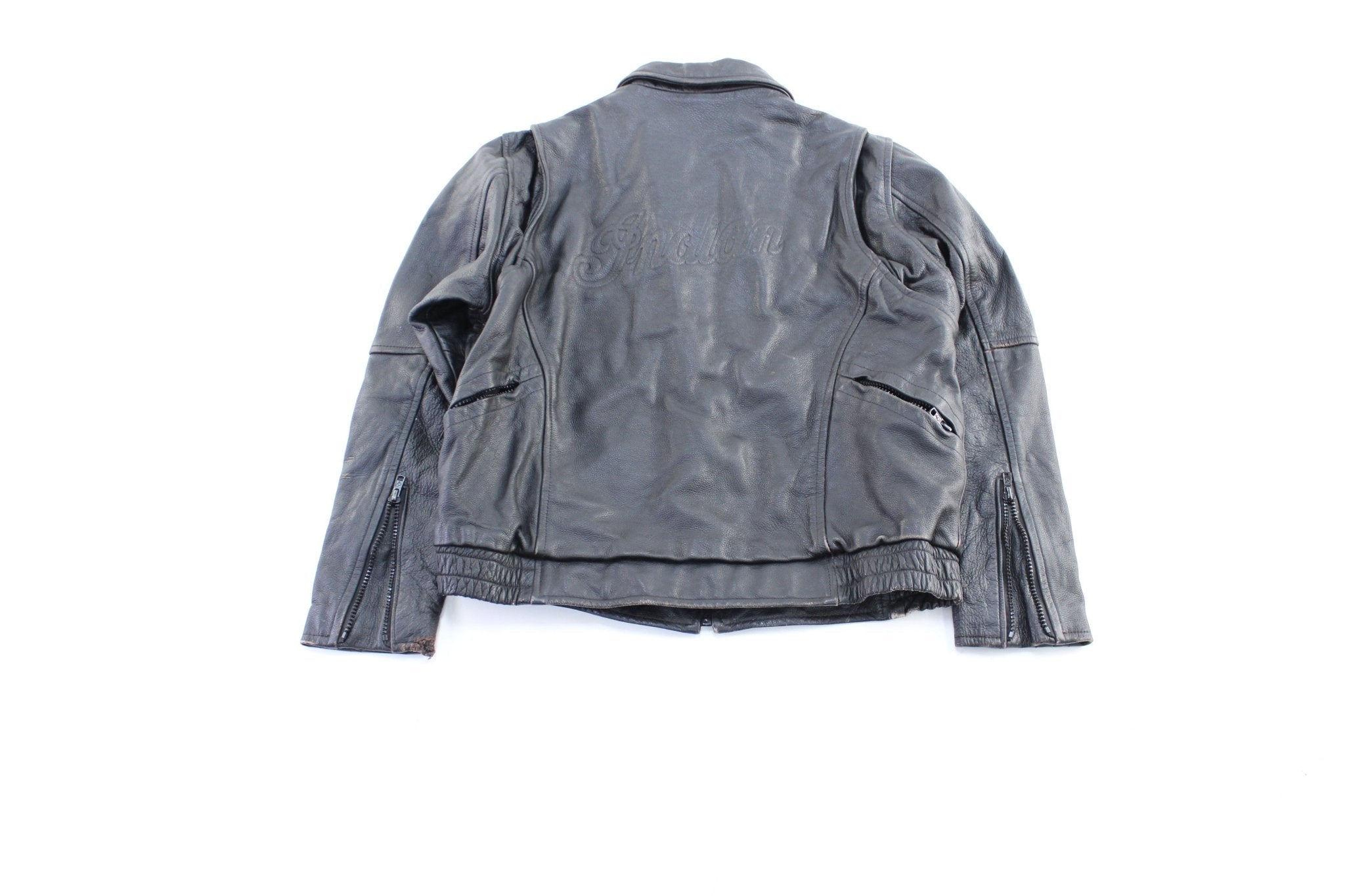 Women's Indian Motorcycle Black Leather Zip Up Jacket - Jacket - Thrifted Threads