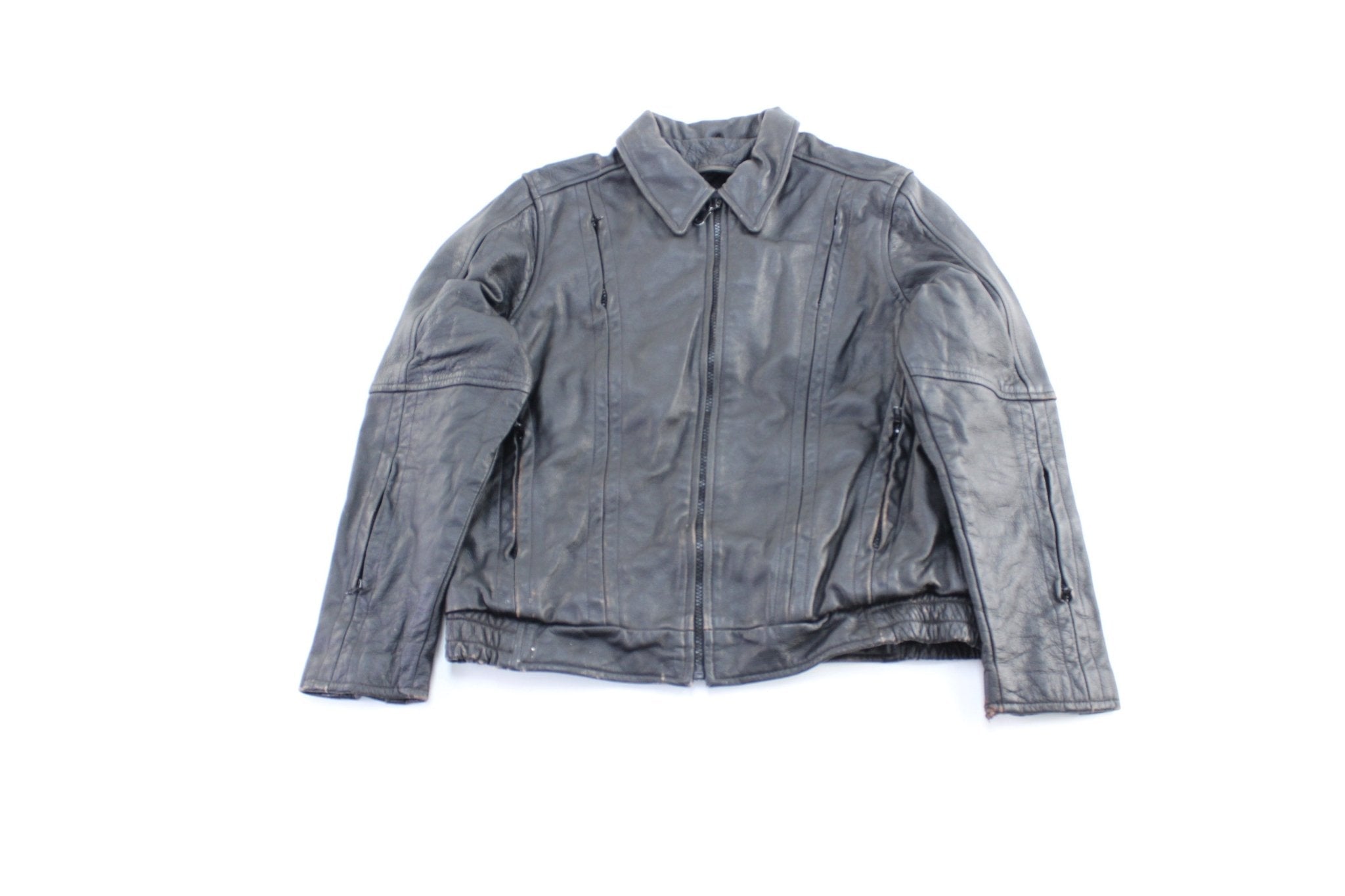 Women's Indian Motorcycle Black Leather Zip Up Jacket - Jacket - Thrifted Threads
