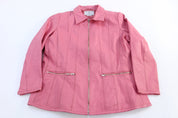 Women's JL Studio Full Zip Pink Leather Jacket - ThriftedThreads.com