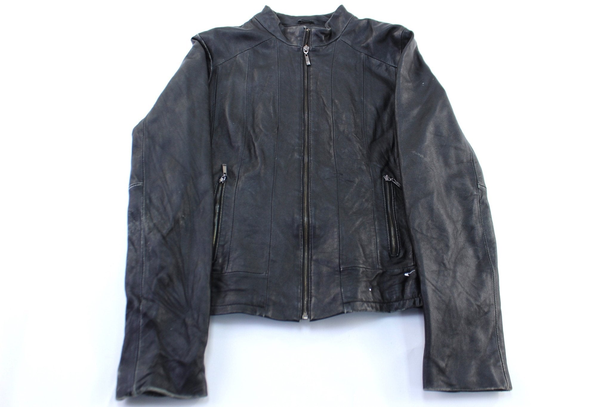 Women's Kenneth Cole Black Leather Zip Up Jacket - Jacket - Thrifted Threads