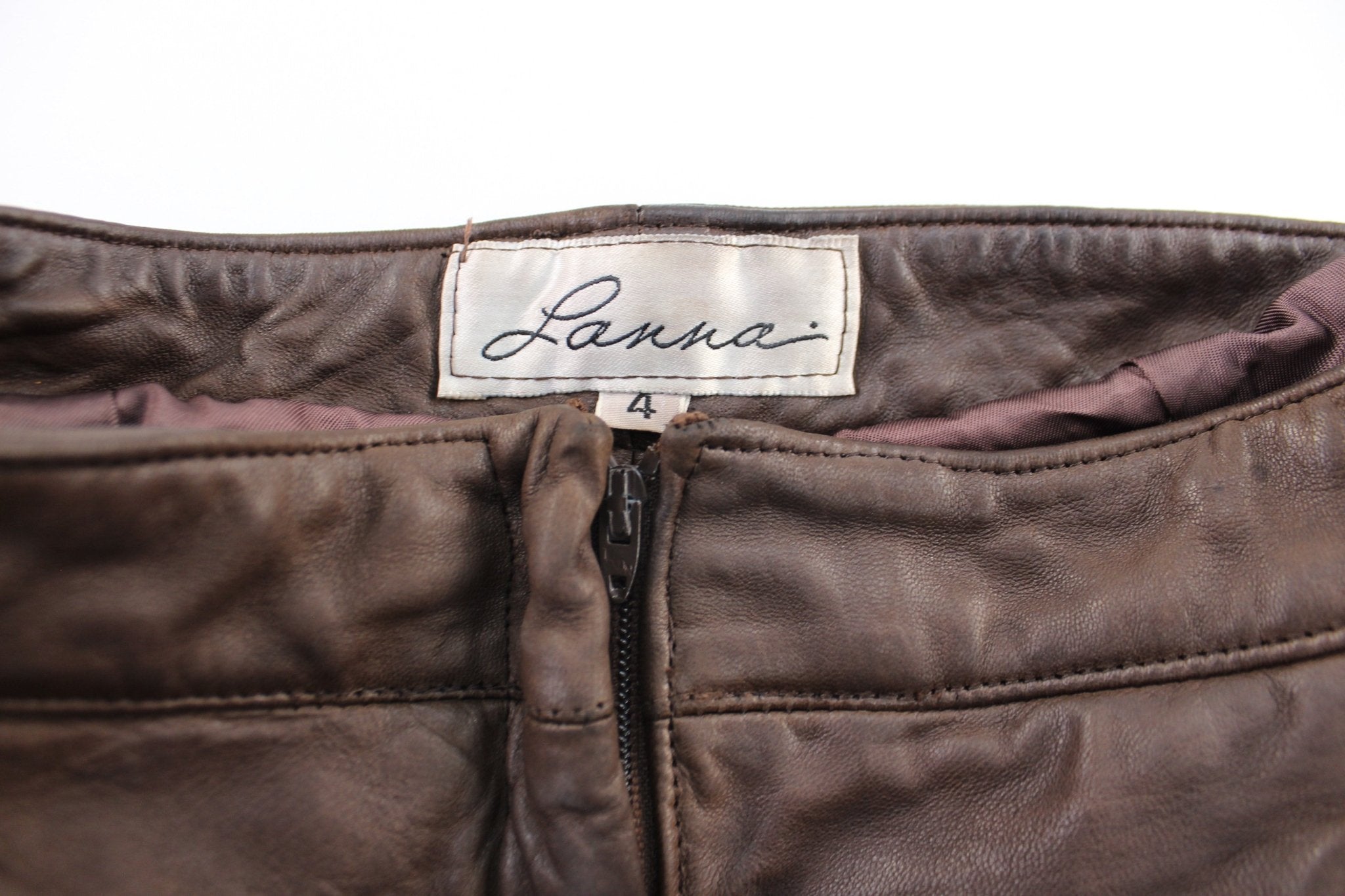 Women's Lanna Brown Leather Pants - ThriftedThreads.com