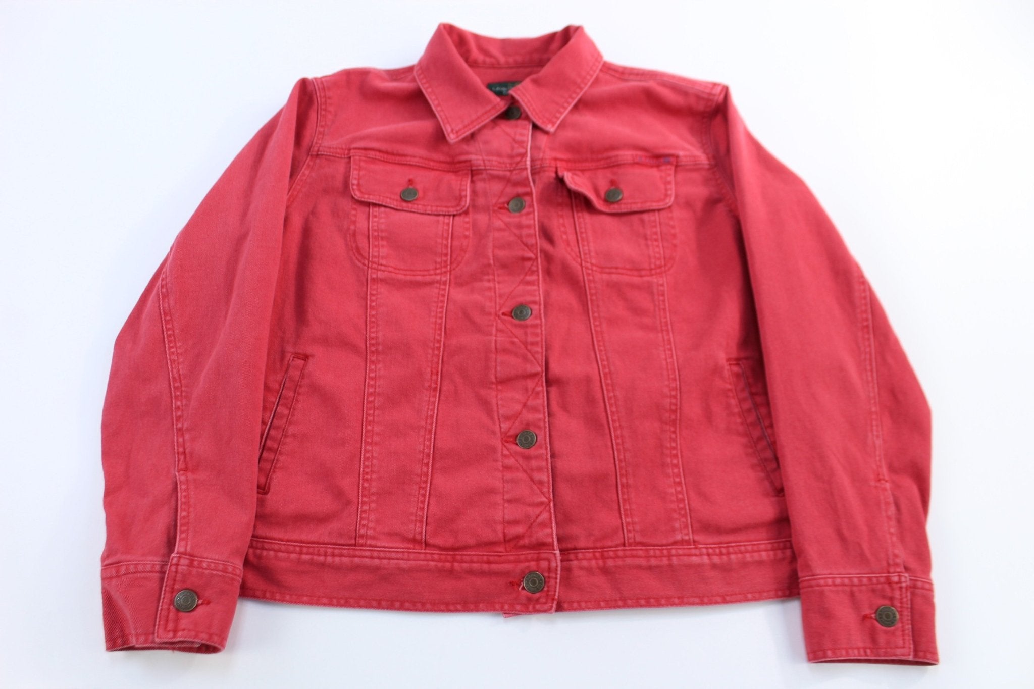 Women's Lauren Jeans Co Red Denim Jacket - ThriftedThreads.com
