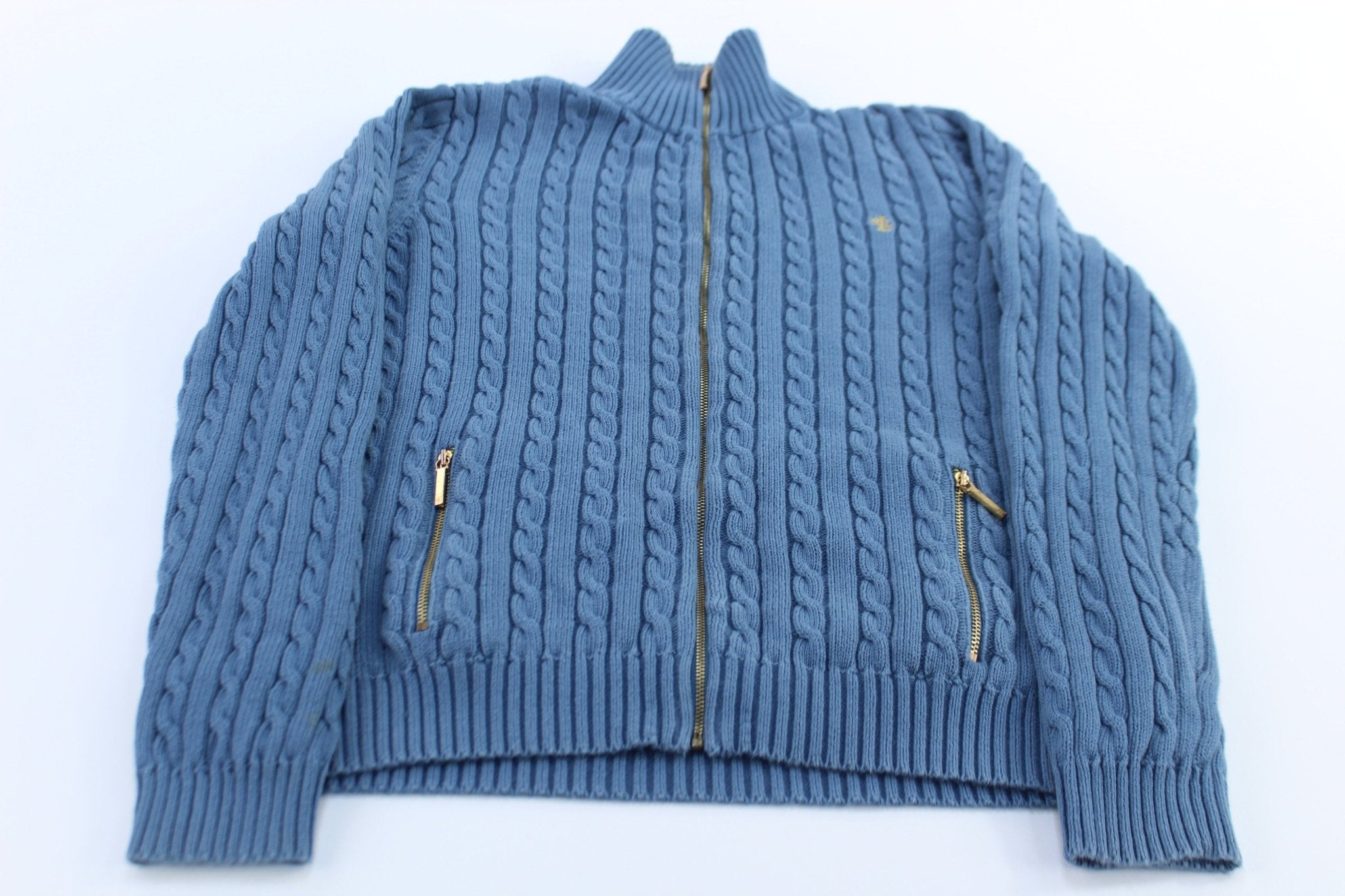Women's Lauren Ralph Lauren Blue Cable Knit Sweater - ThriftedThreads.com