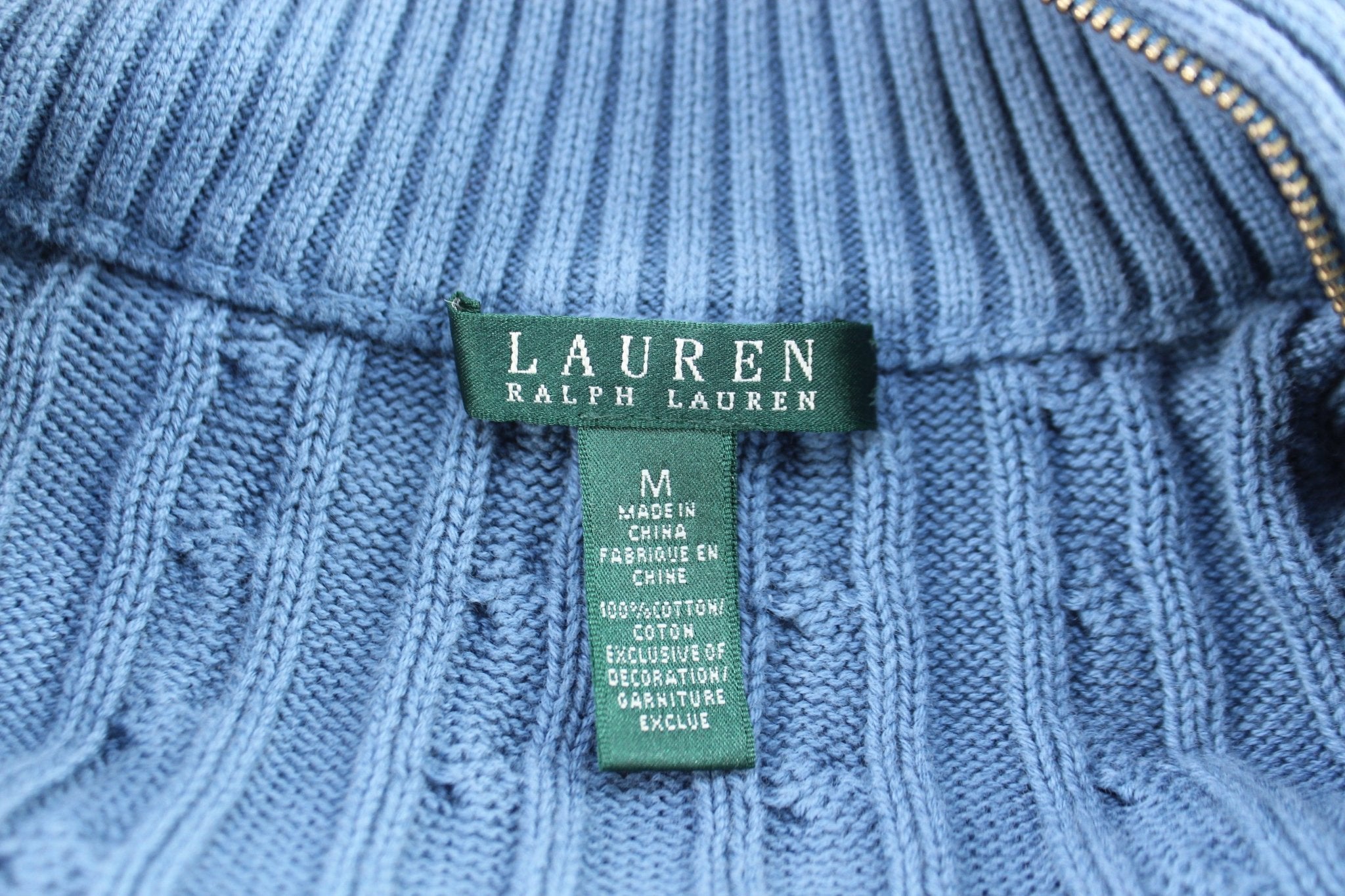 Women's Lauren Ralph Lauren Blue Cable Knit Sweater - ThriftedThreads.com