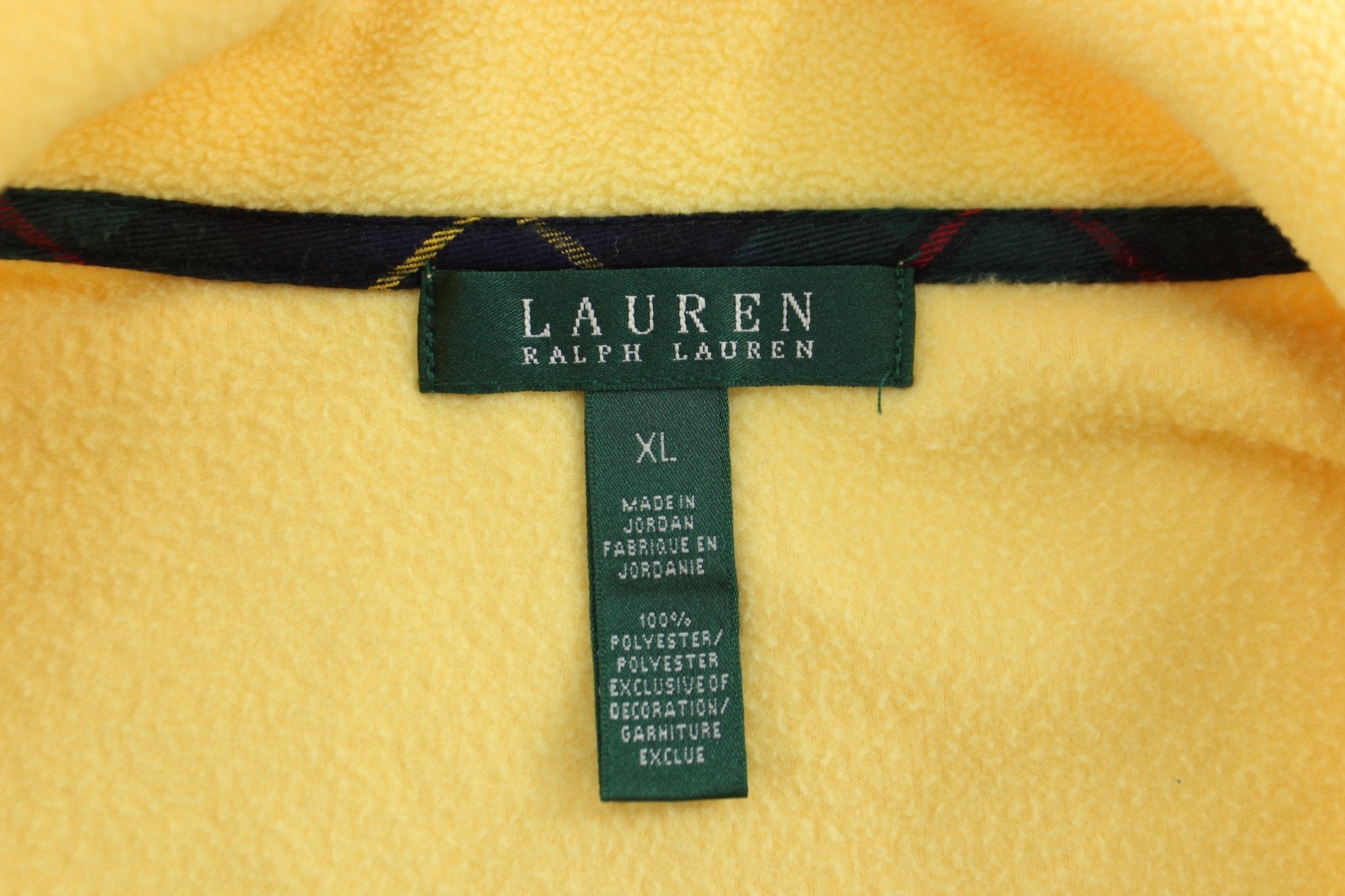Women's Lauren Ralph Lauren Embroidered Yellow Fleece Full Zip Sweater - ThriftedThreads.com