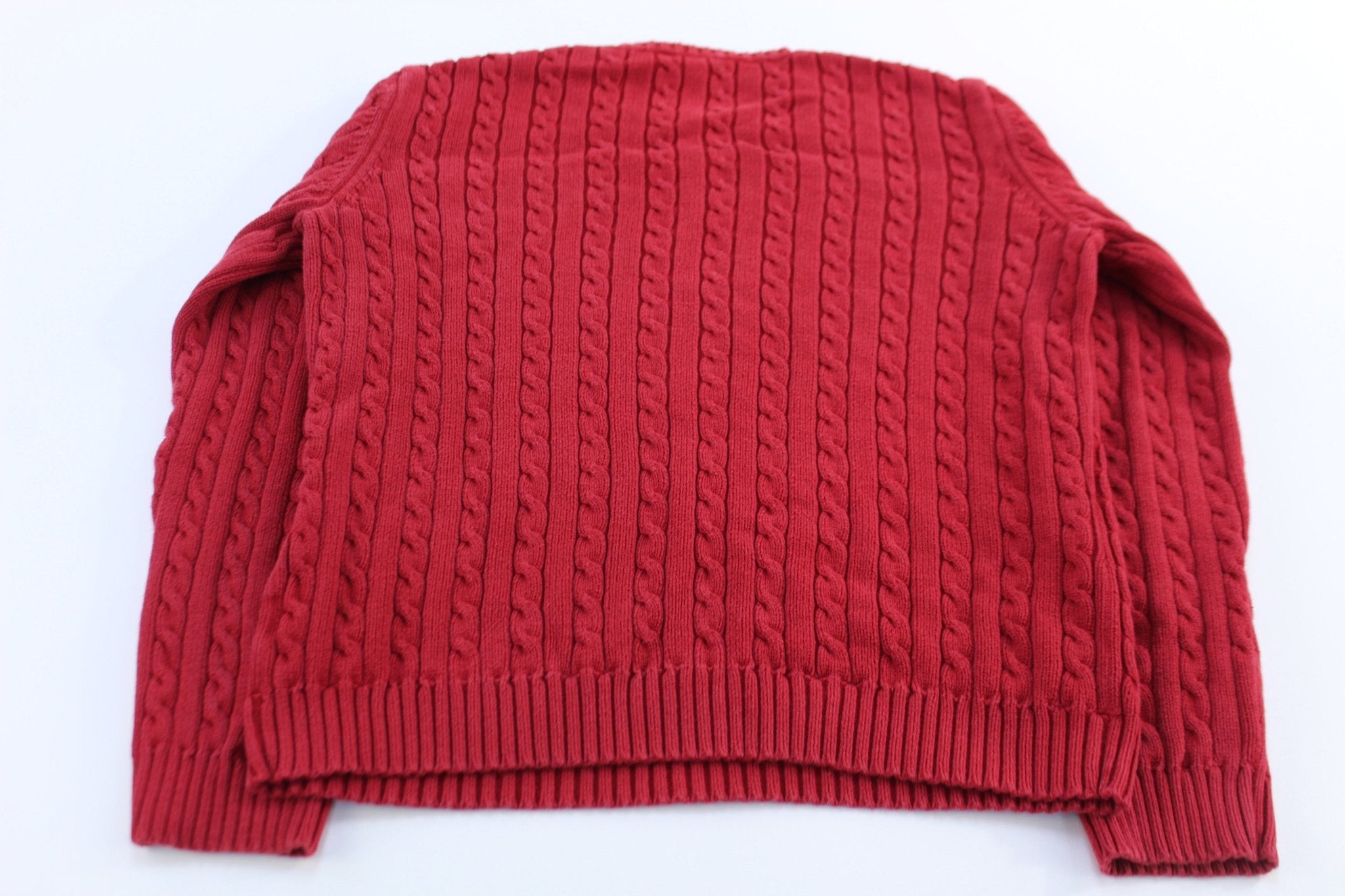 Women's Lauren Ralph Lauren Red Cable Knit Sweater - ThriftedThreads.com