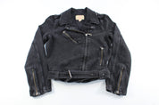 Women's Levi's Black Denim Biker Zip Up Jacket - ThriftedThreads.com