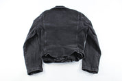 Women's Levi's Black Denim Biker Zip Up Jacket - ThriftedThreads.com