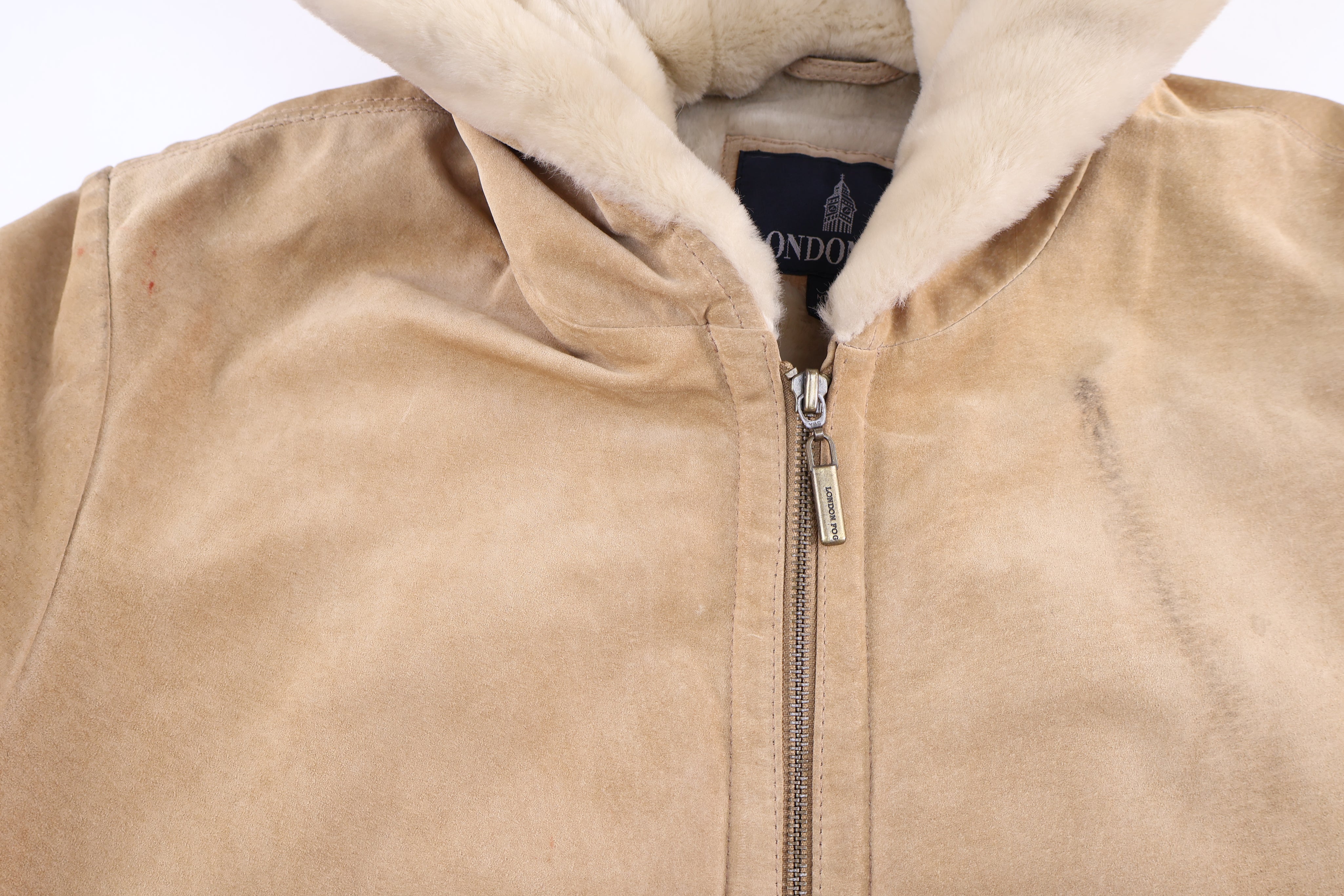 Women's London Fog Tan Leather Suede Coat - Jacket - Thrifted Threads