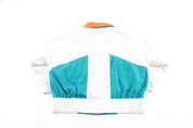 Women's London Fog White, Orange, & Turquoise Zip Up Jacket - ThriftedThreads.com