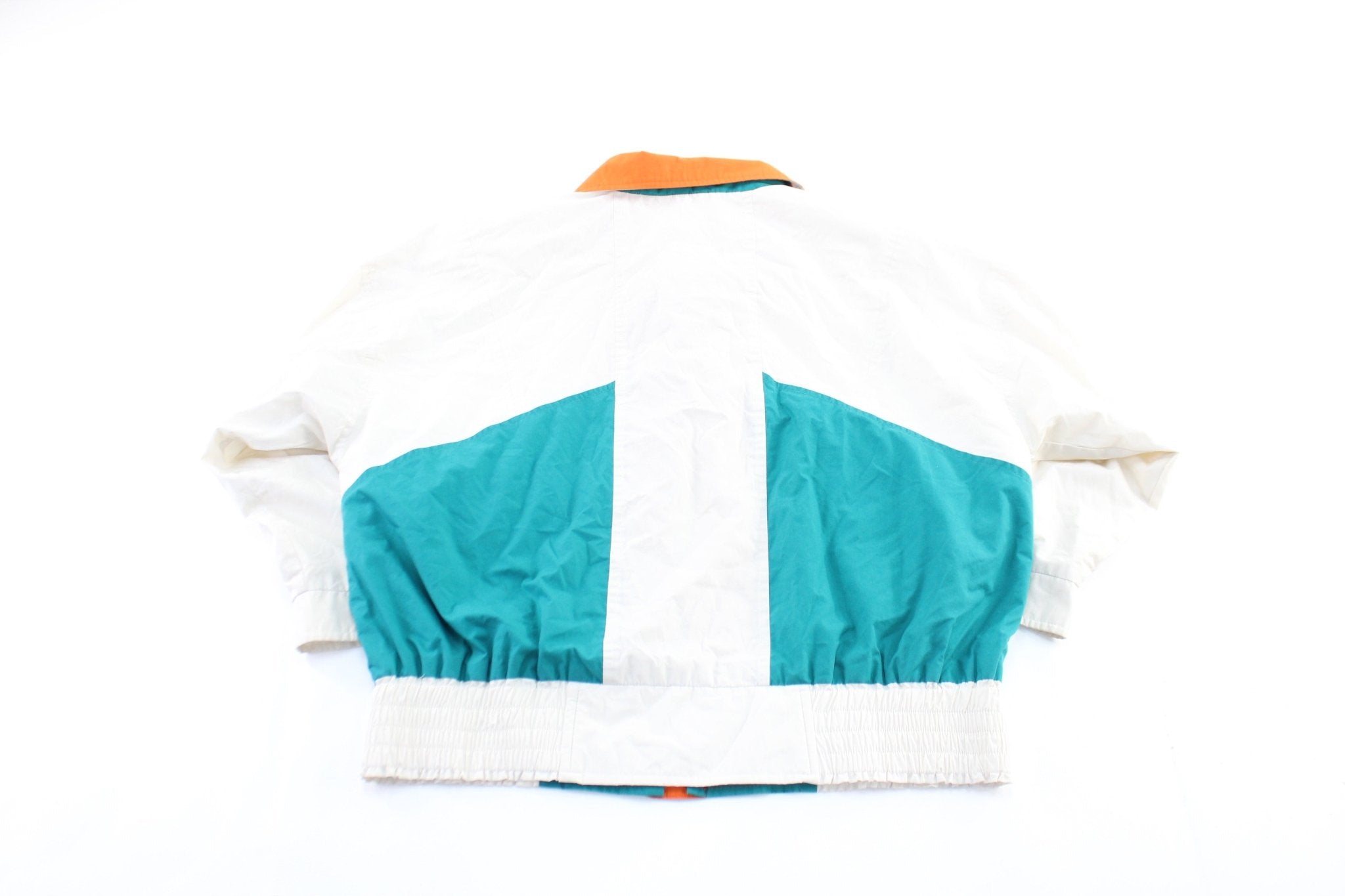 Women's London Fog White, Orange, & Turquoise Zip Up Jacket - ThriftedThreads.com