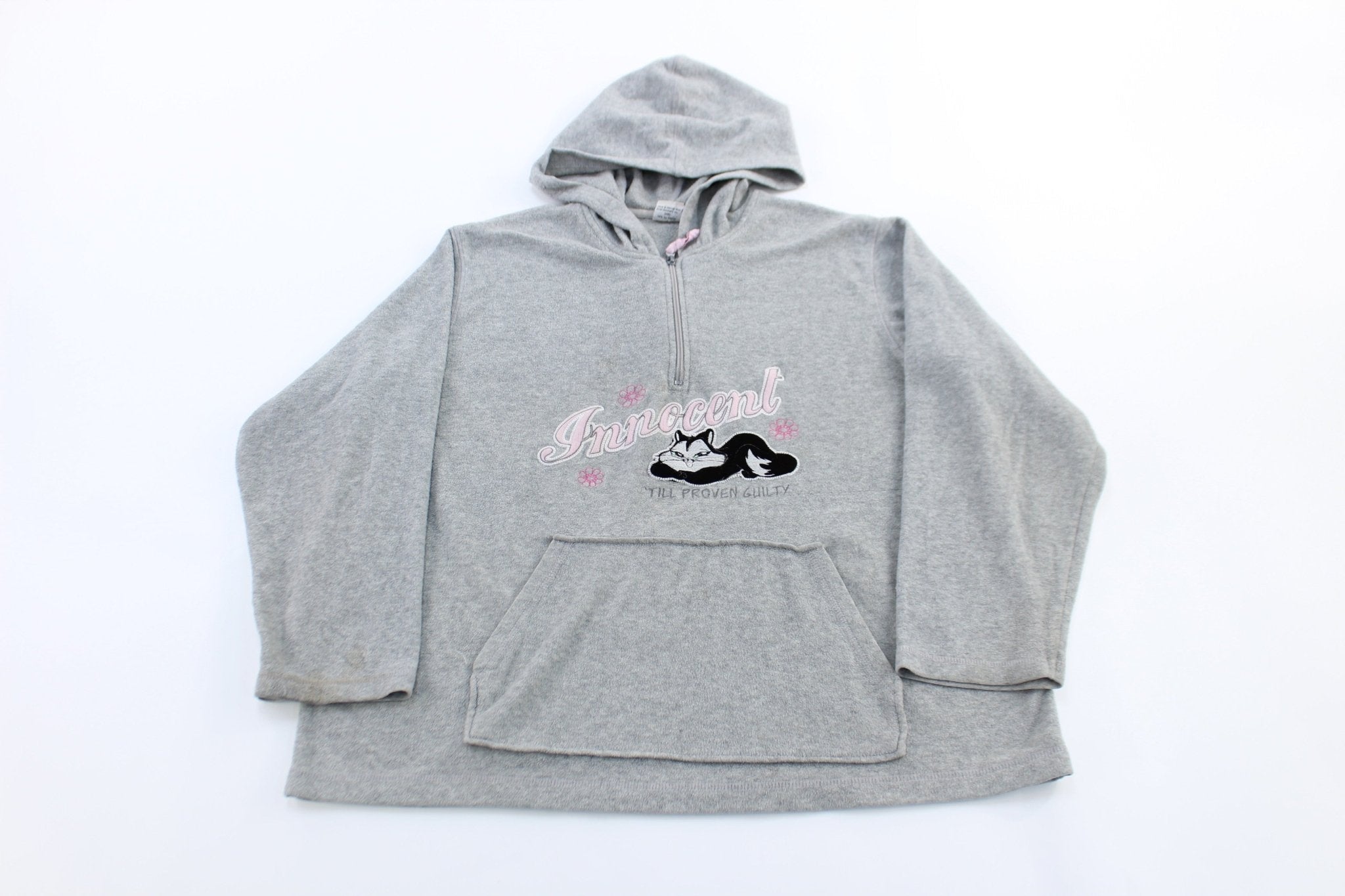 Women's Looney Tunes Embroidered Innocent Until Proven Guilty Cat Hoodie - Jacket - Thrifted Threads