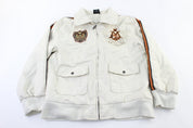 Women's Mecca USA White Leather Zip Up Jacket - ThriftedThreads.com