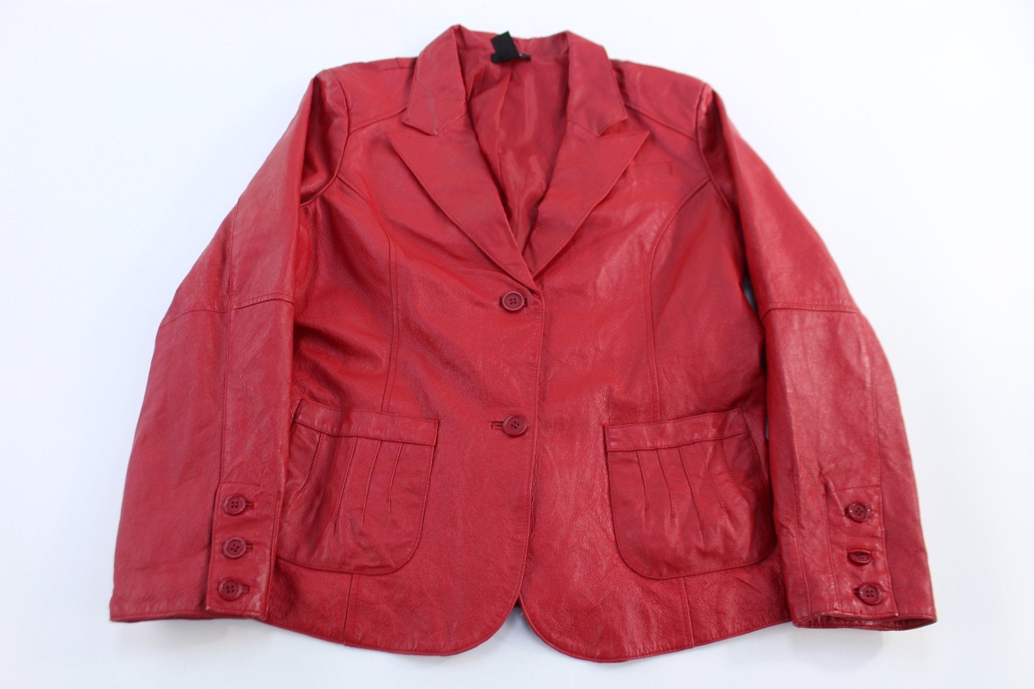Women's Metro Style Red Leather Jacket - Jacket - Thrifted Threads